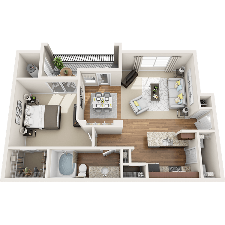 Floor plan layout diagram for 1B-R1