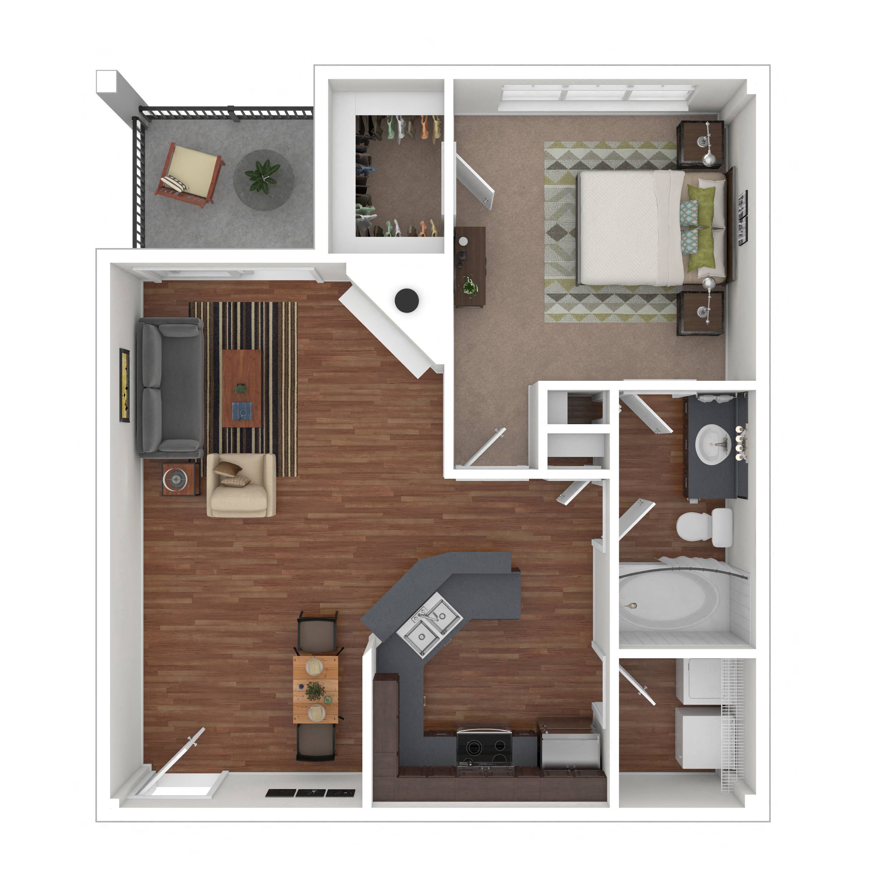 Floor plan layout diagram for 1B