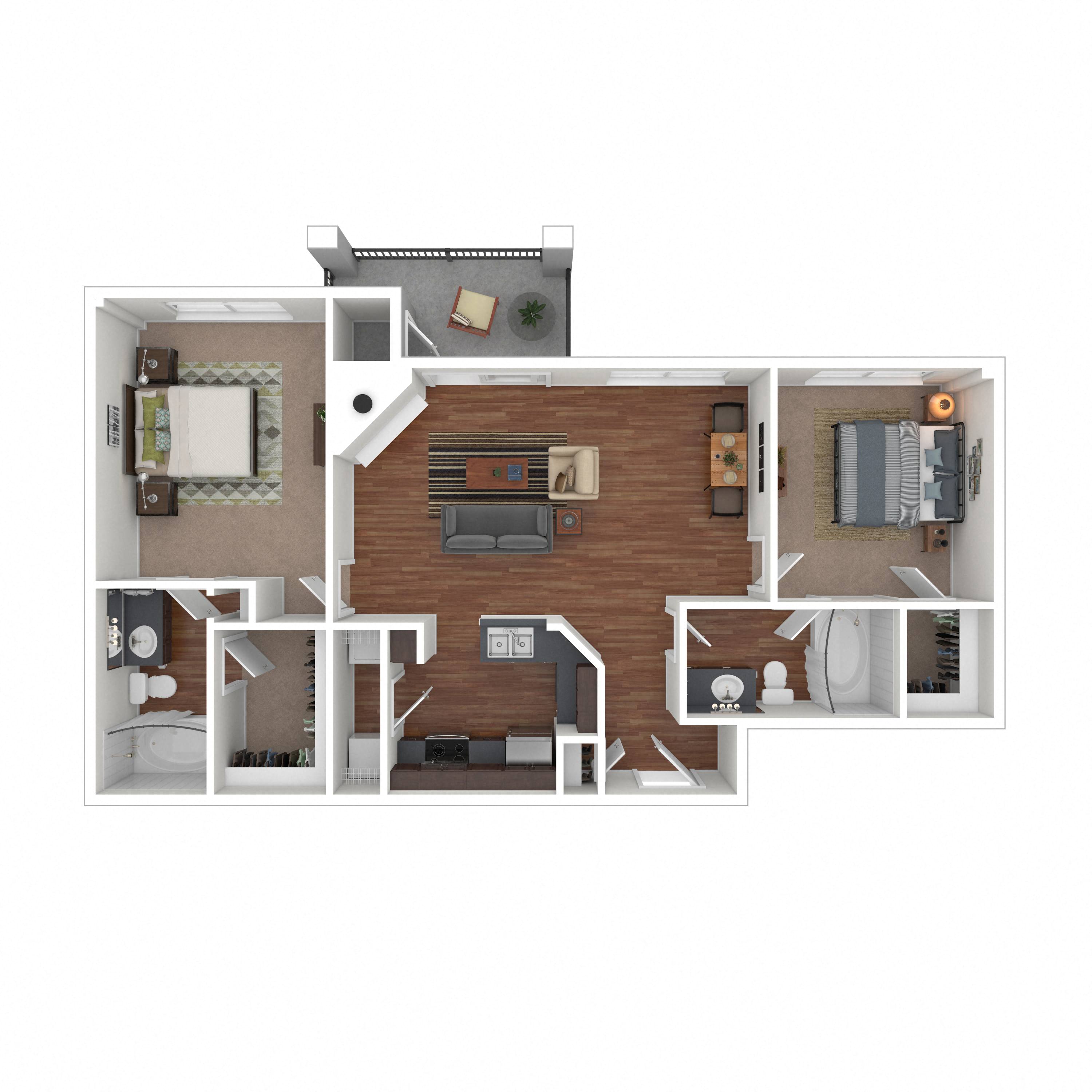 Floor plan layout diagram for 2B
