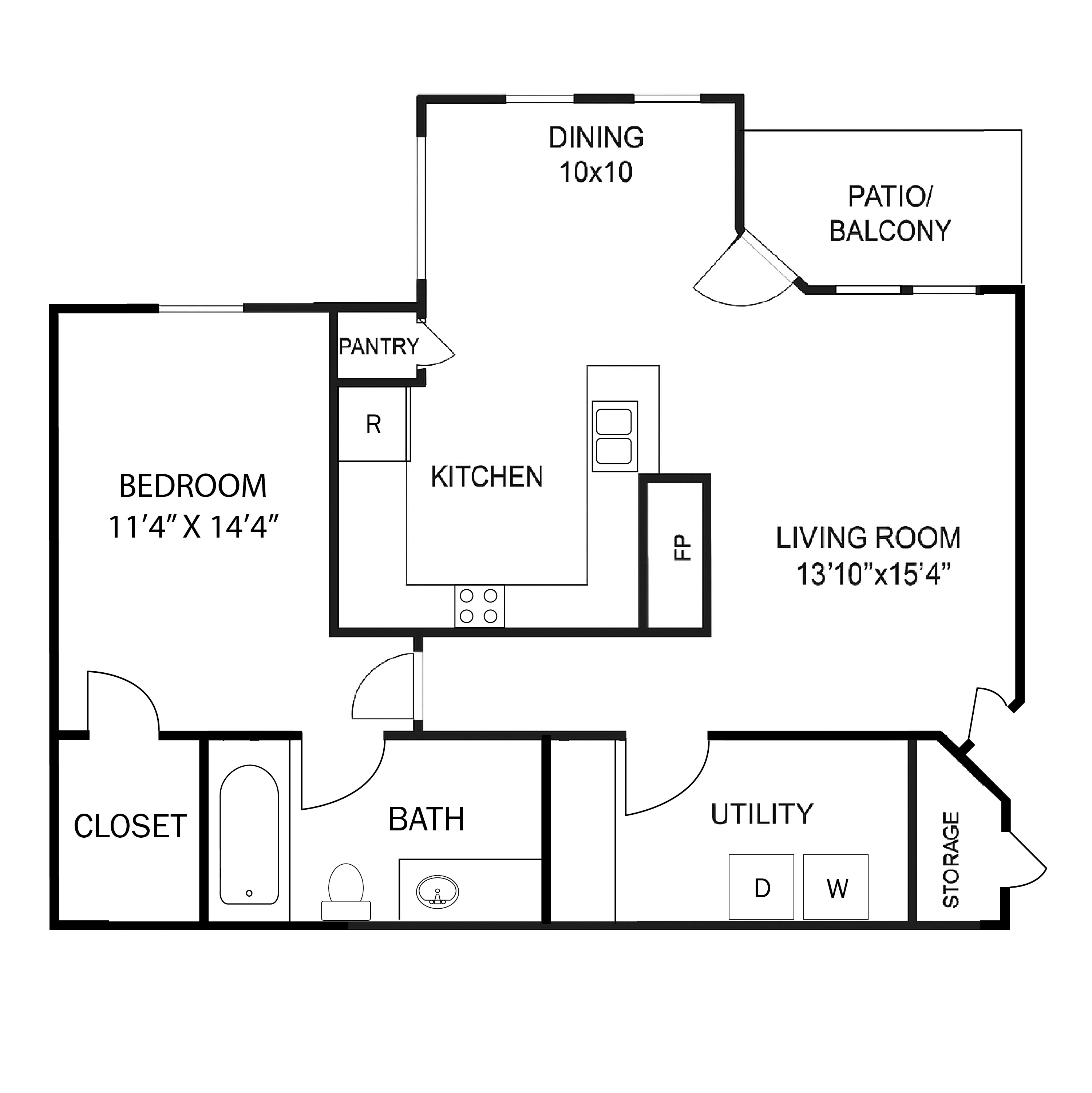 Floor plan layout diagram for 1D