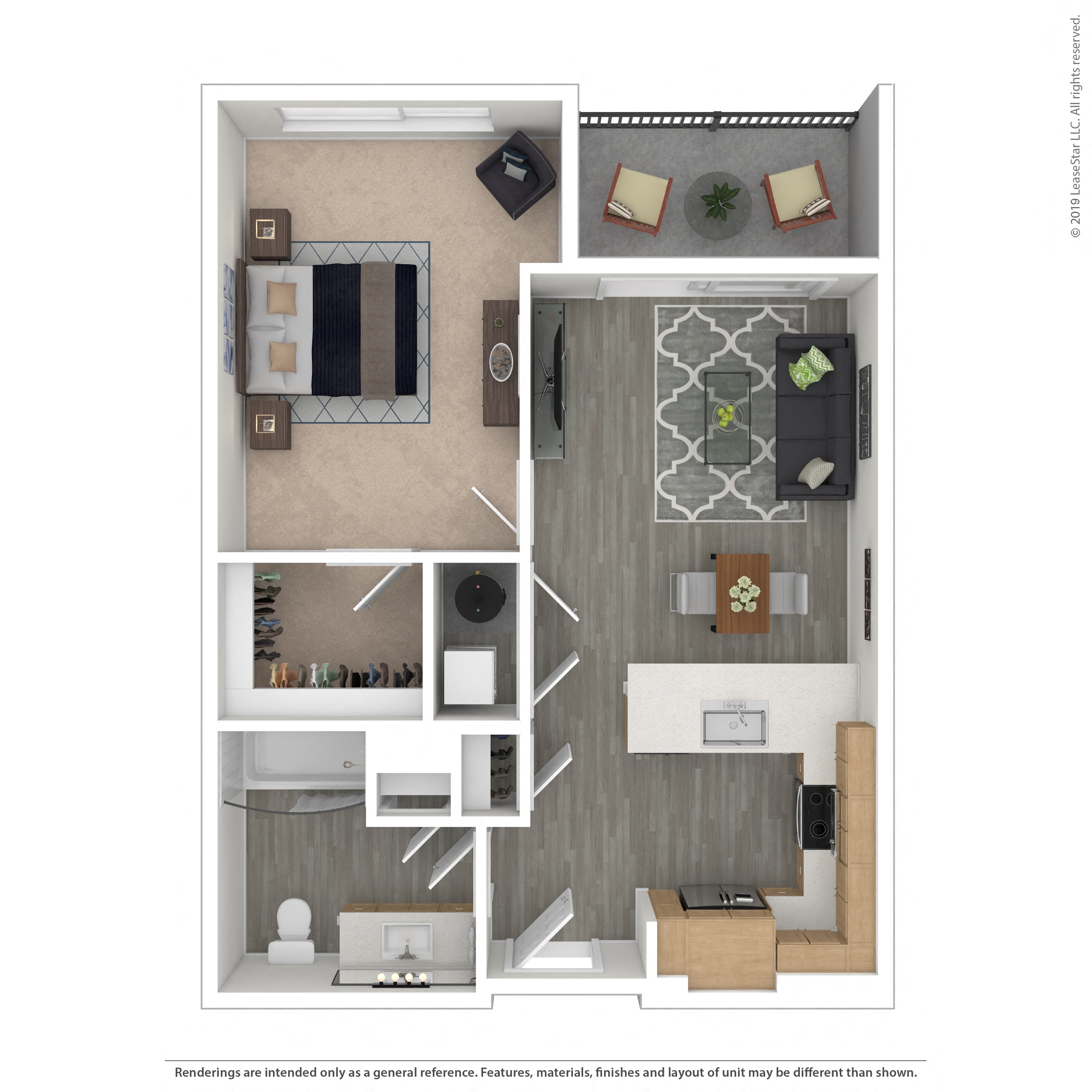 Floor plan layout diagram for 1B