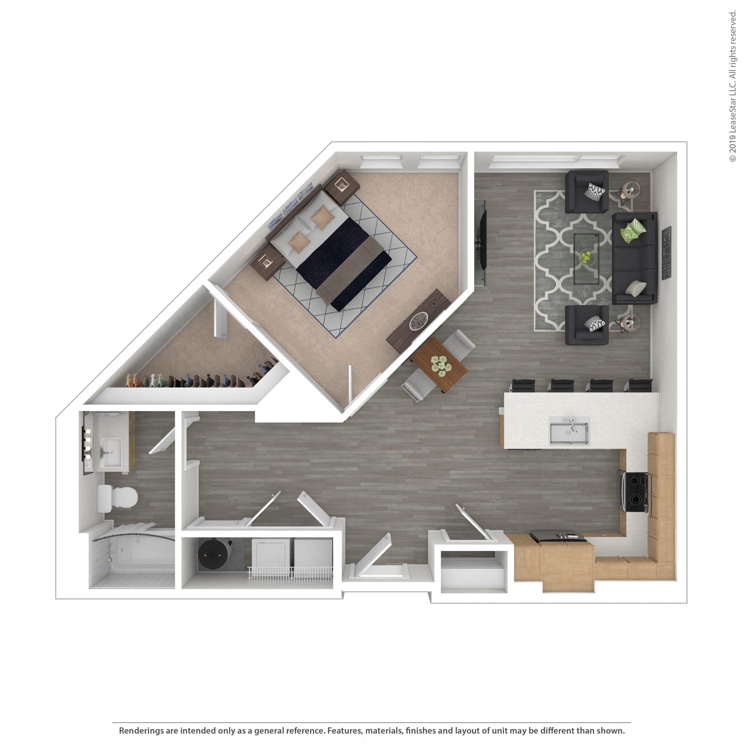 Floor plan layout diagram for 1E