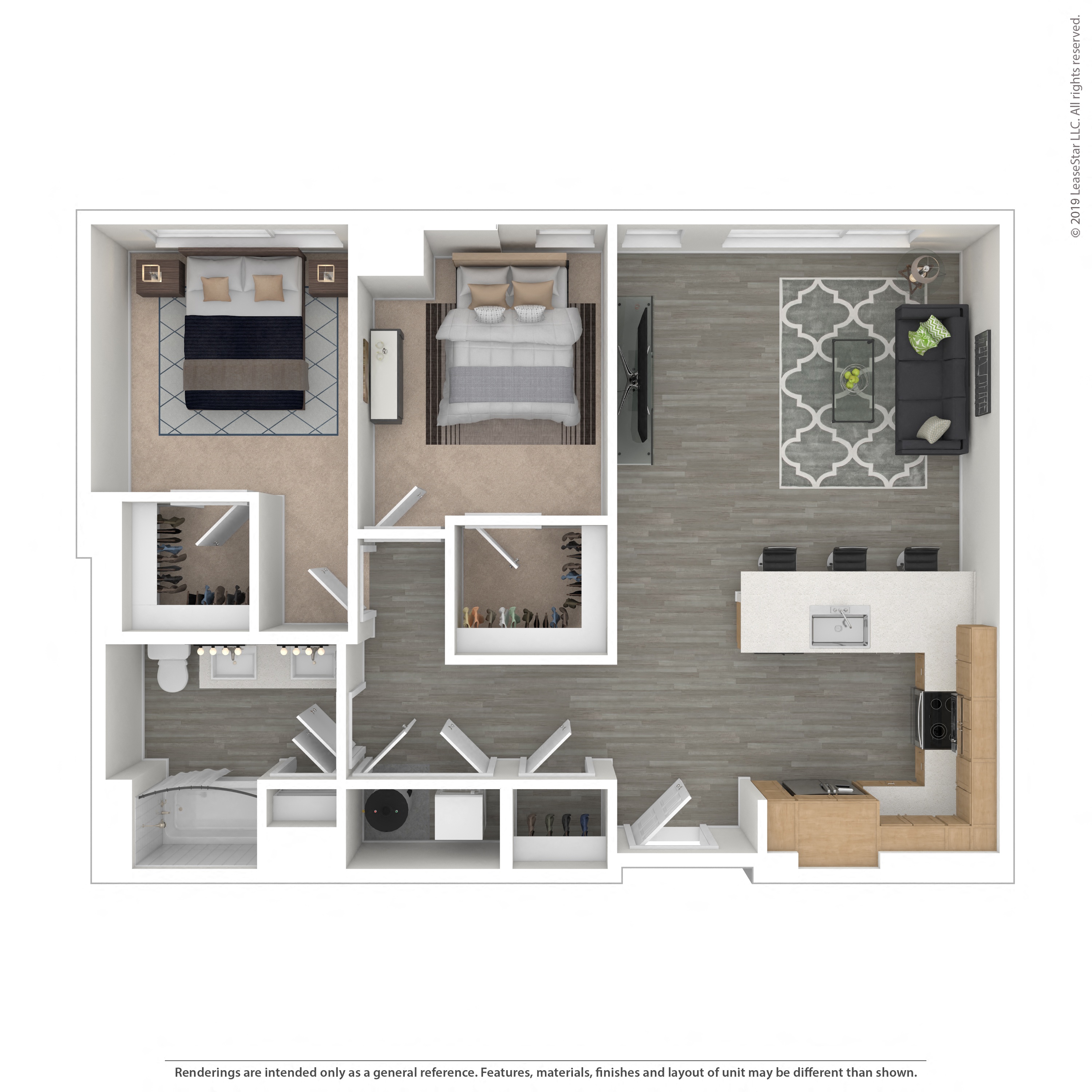 Floor plan layout diagram for 2B