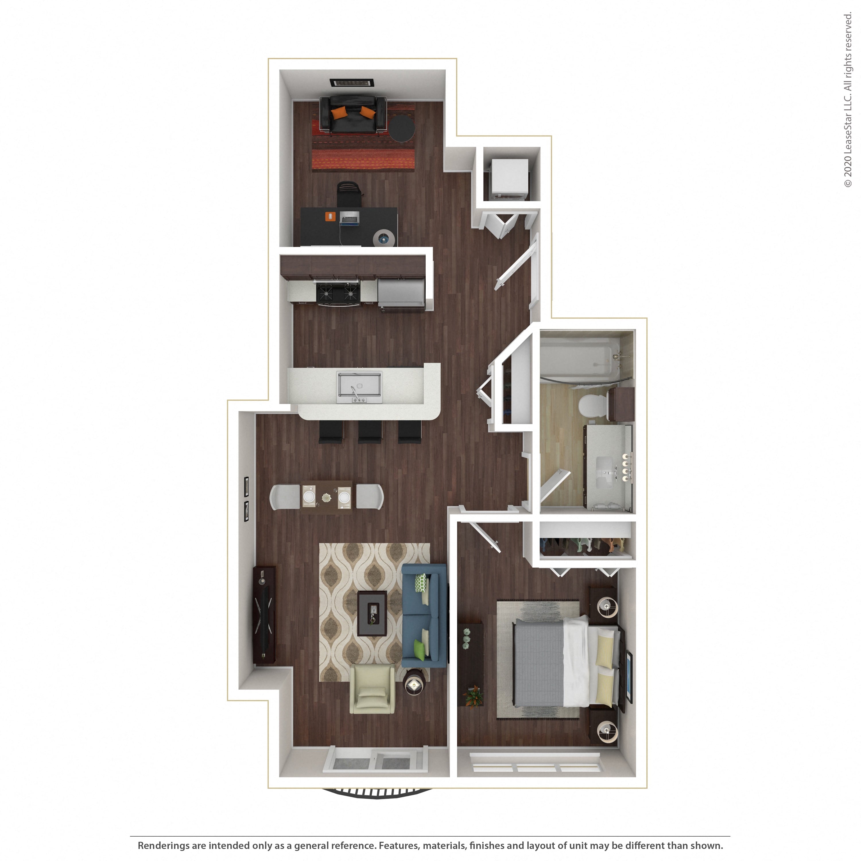 Floor plan layout diagram for 1B