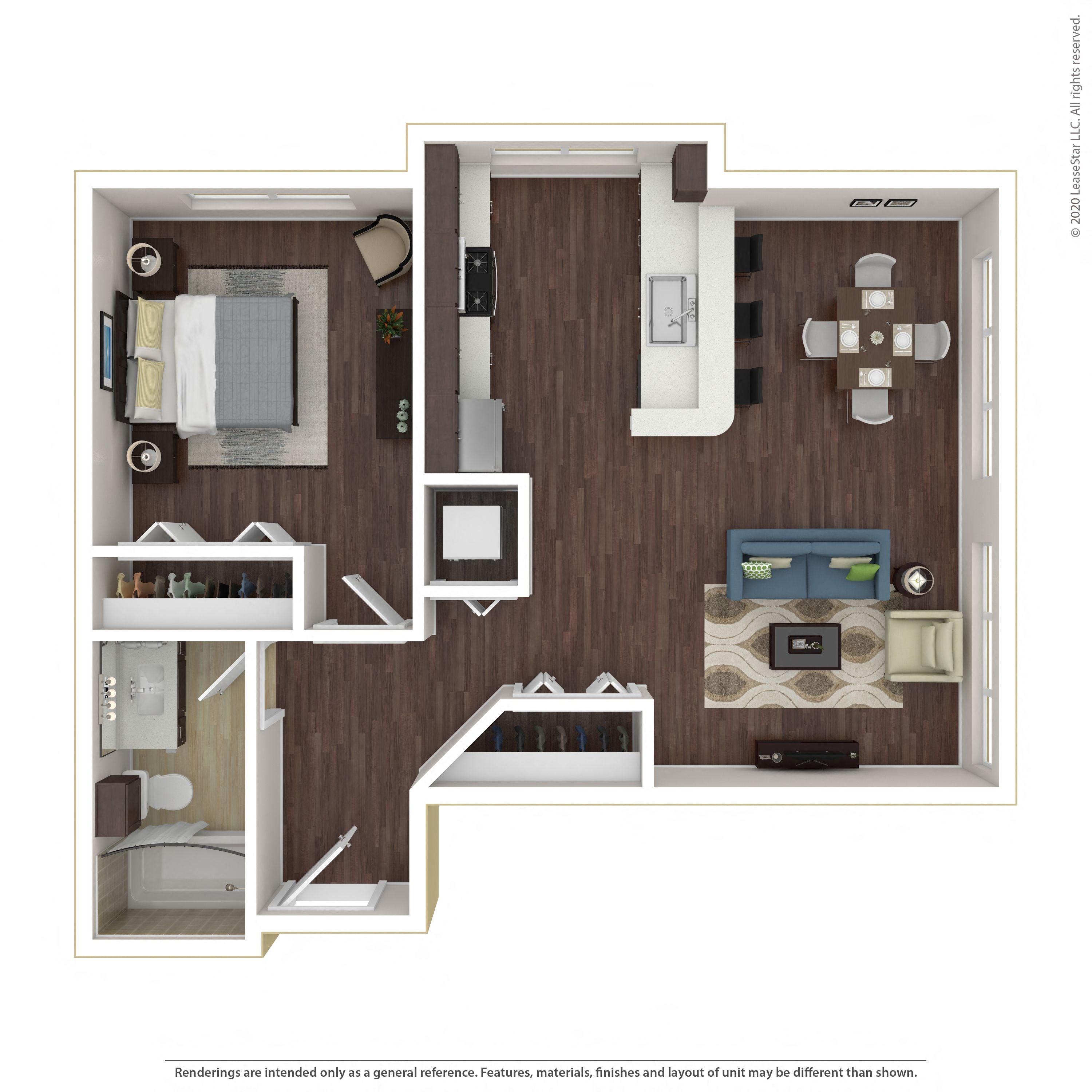 Floor plan layout diagram for 1E