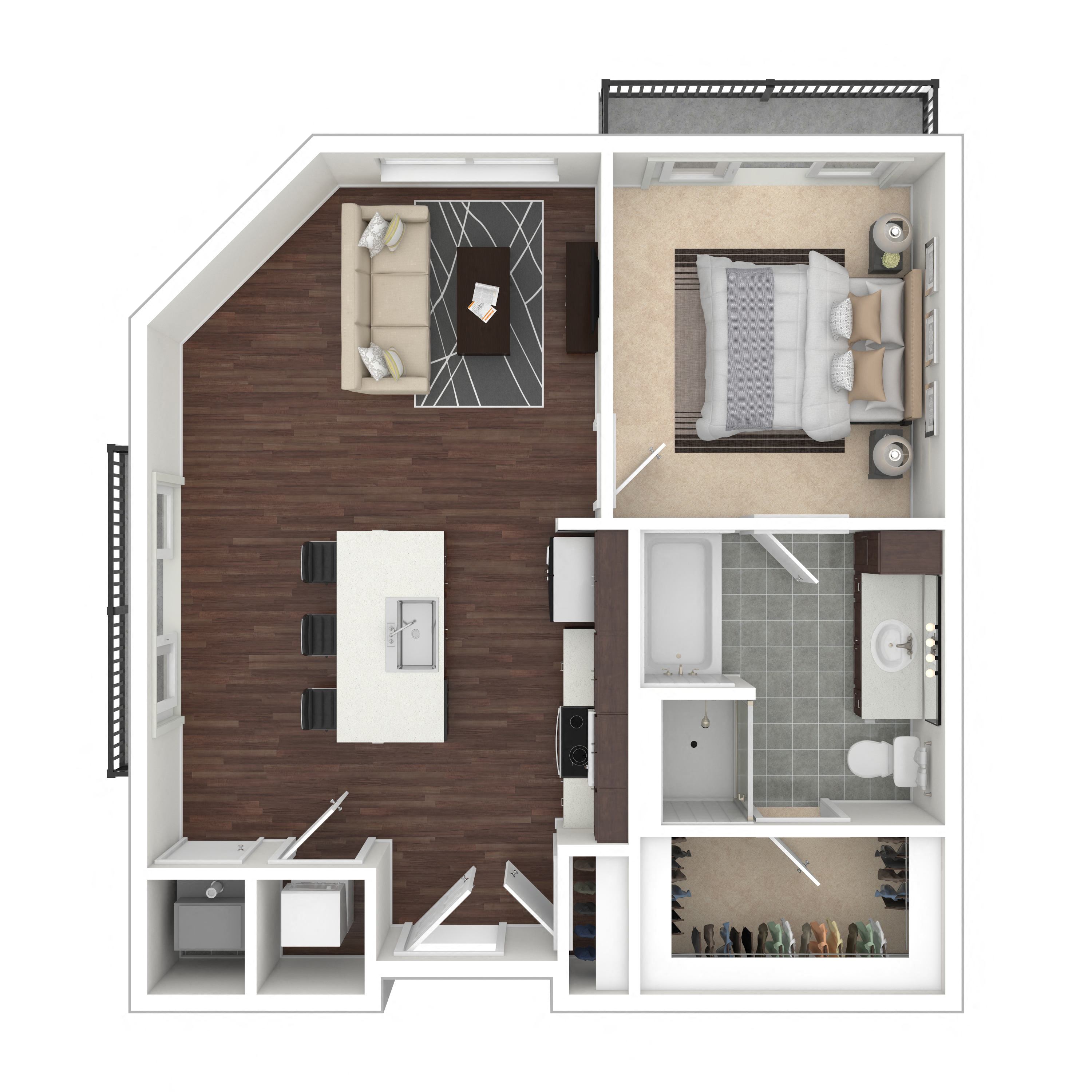 Floor plan layout diagram for 1B