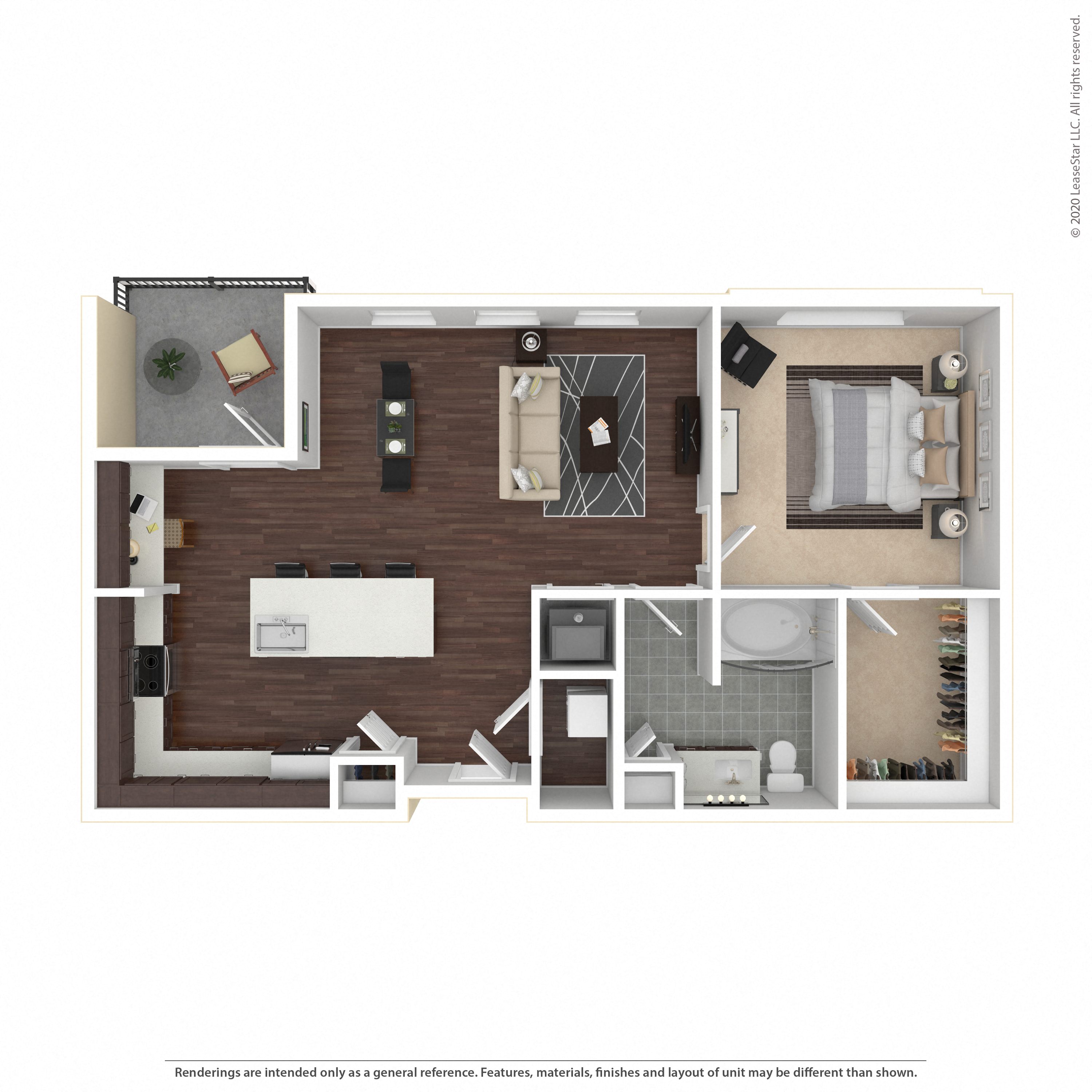 Floor plan layout diagram for 1E