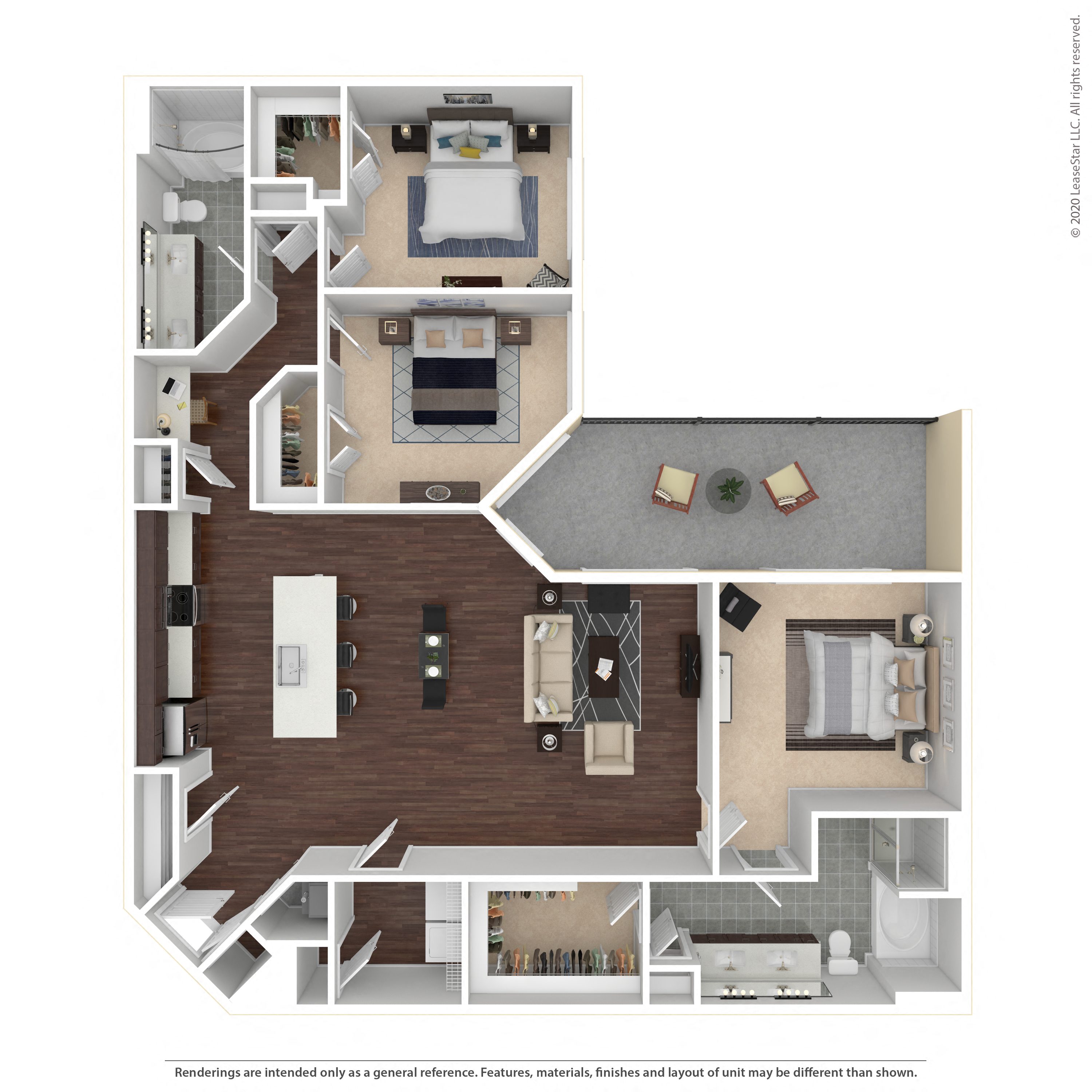 Floor plan layout diagram for 3B