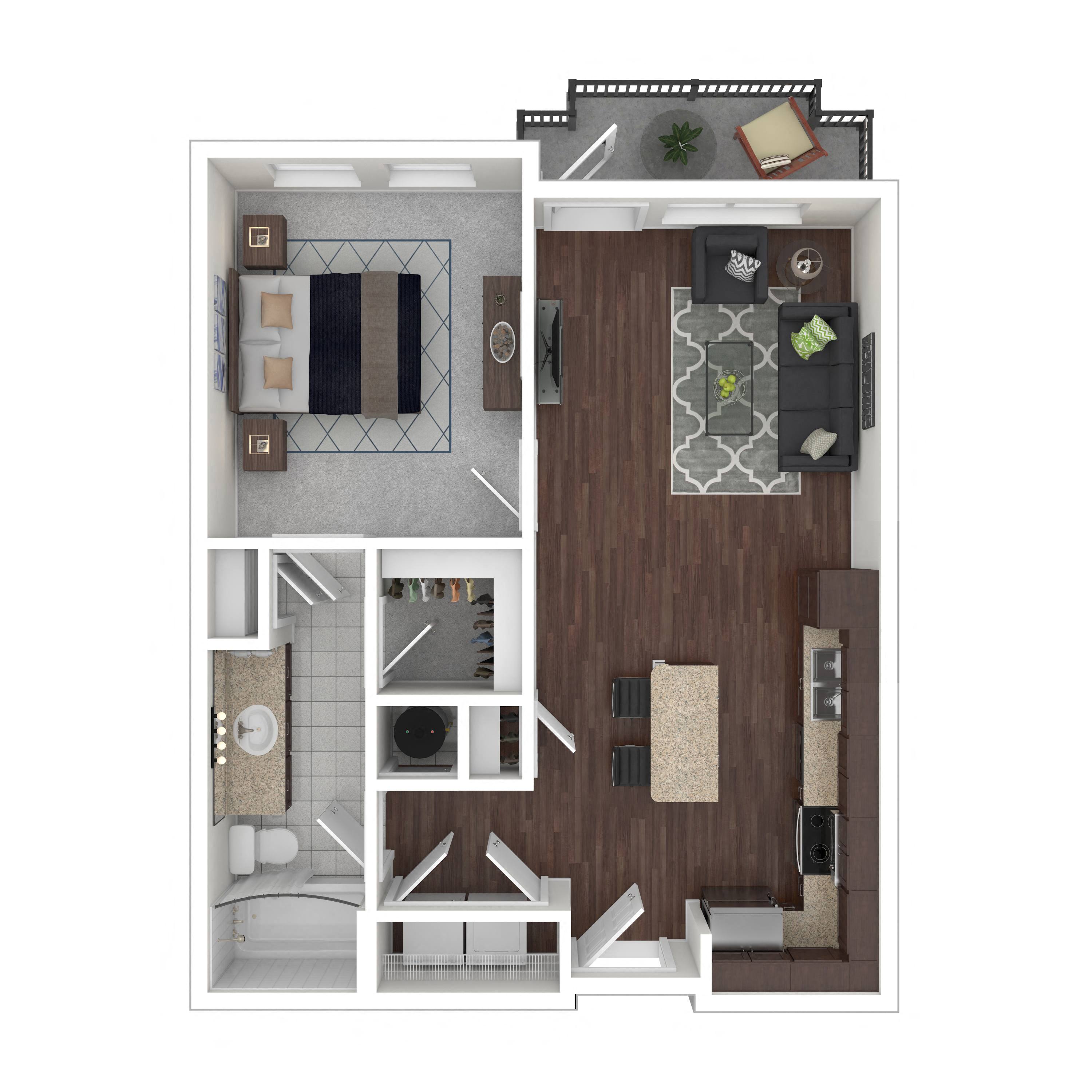 Floor plan layout diagram for 1B