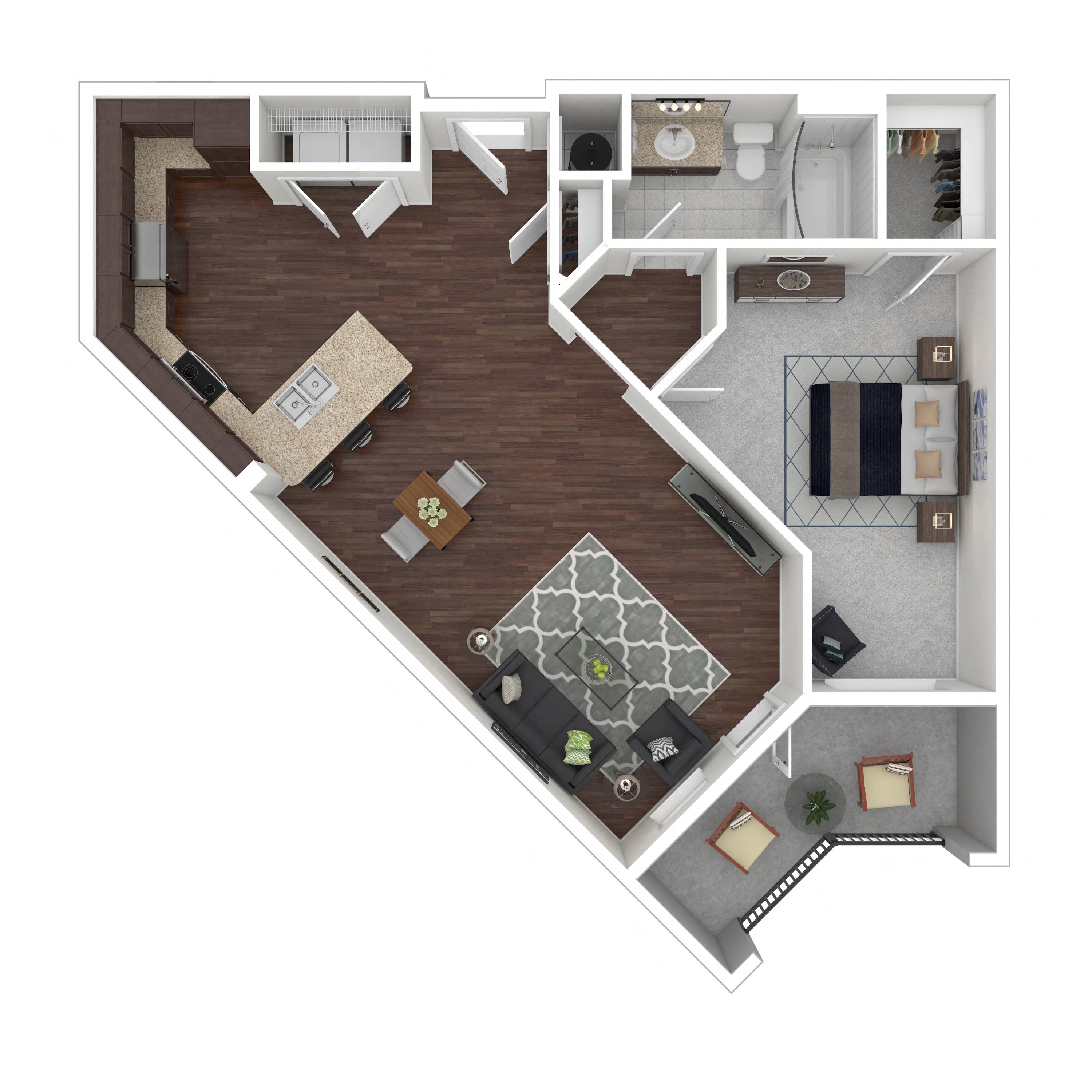 Floor plan layout diagram for 1C