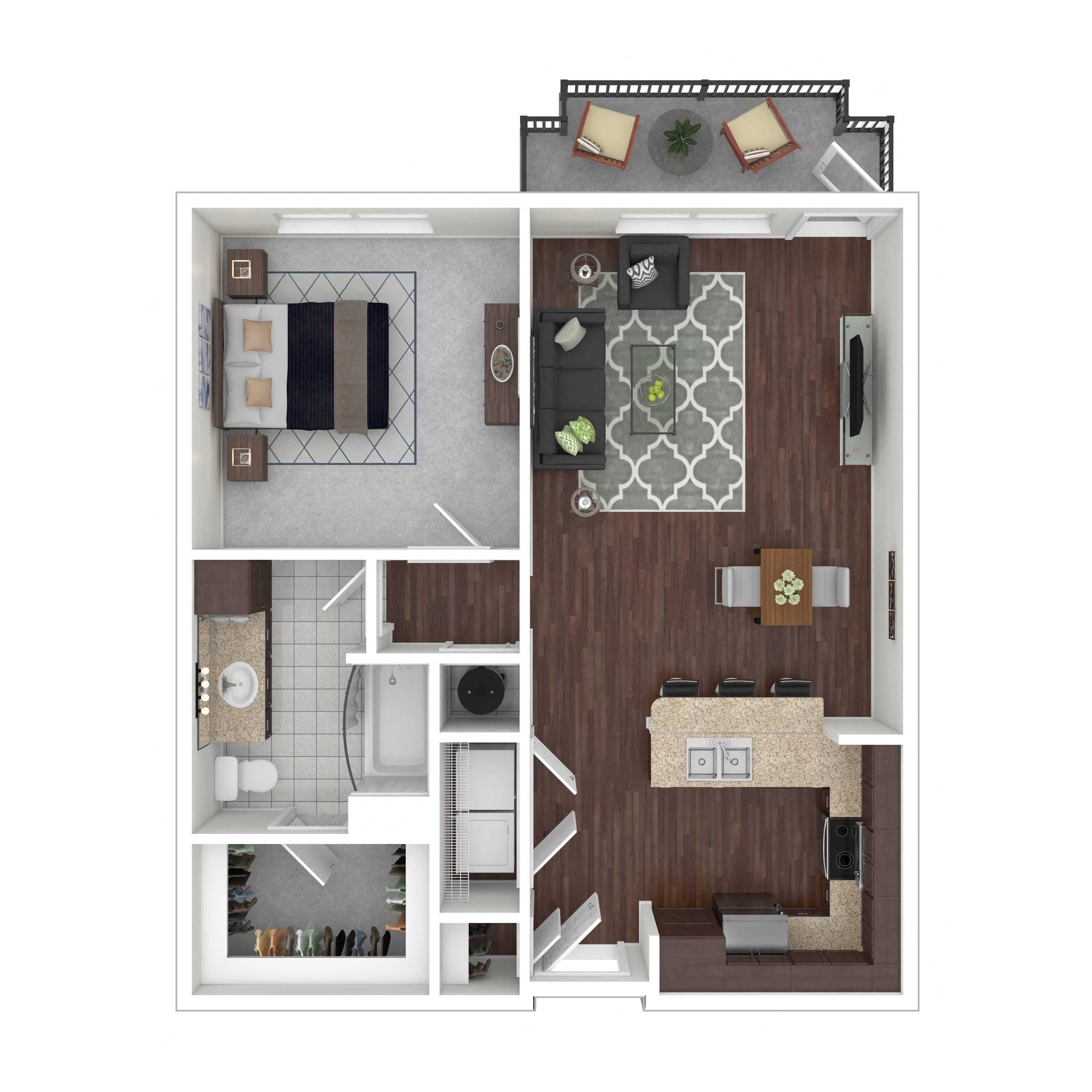 Floor plan layout diagram for 1E