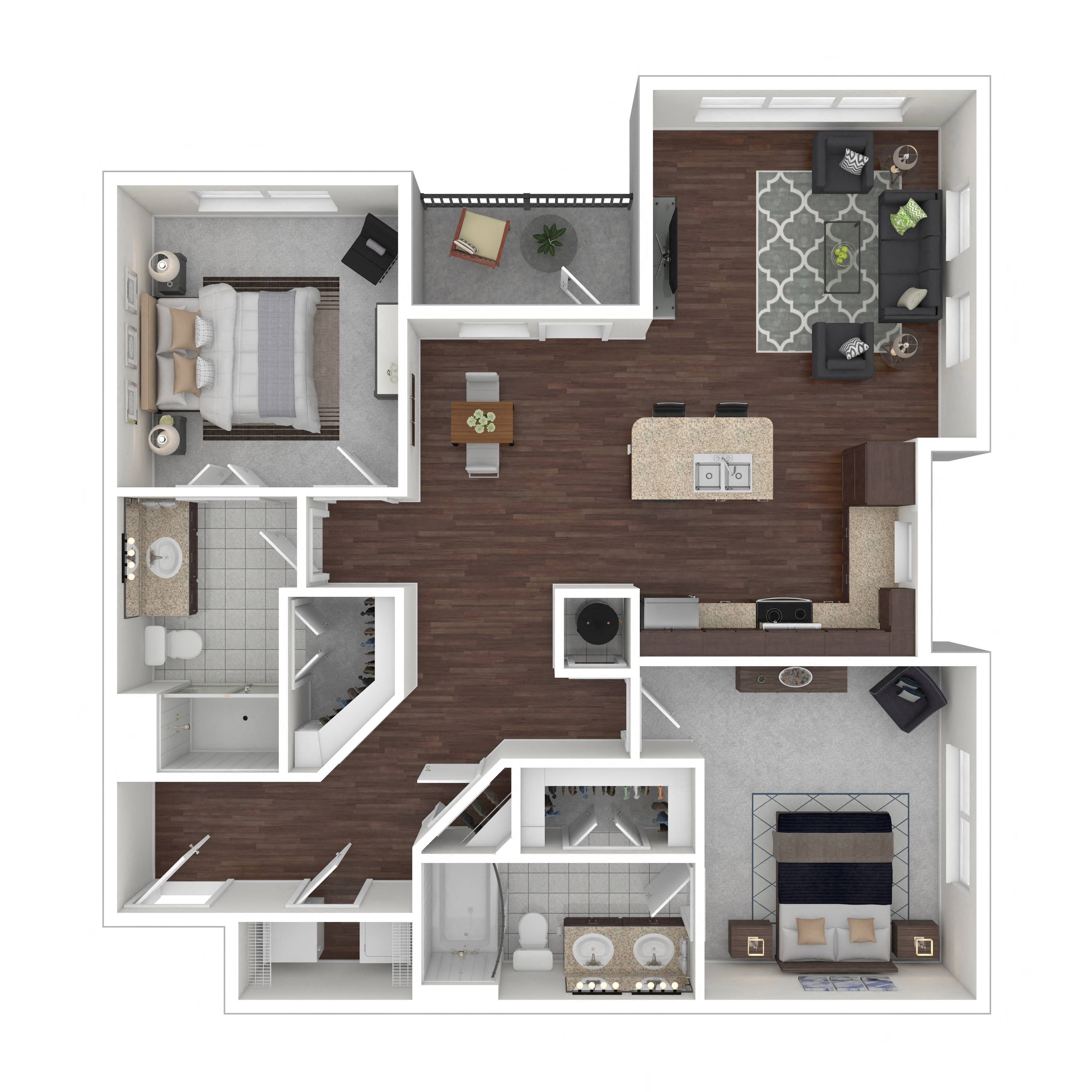 Floor plan layout diagram for 2B