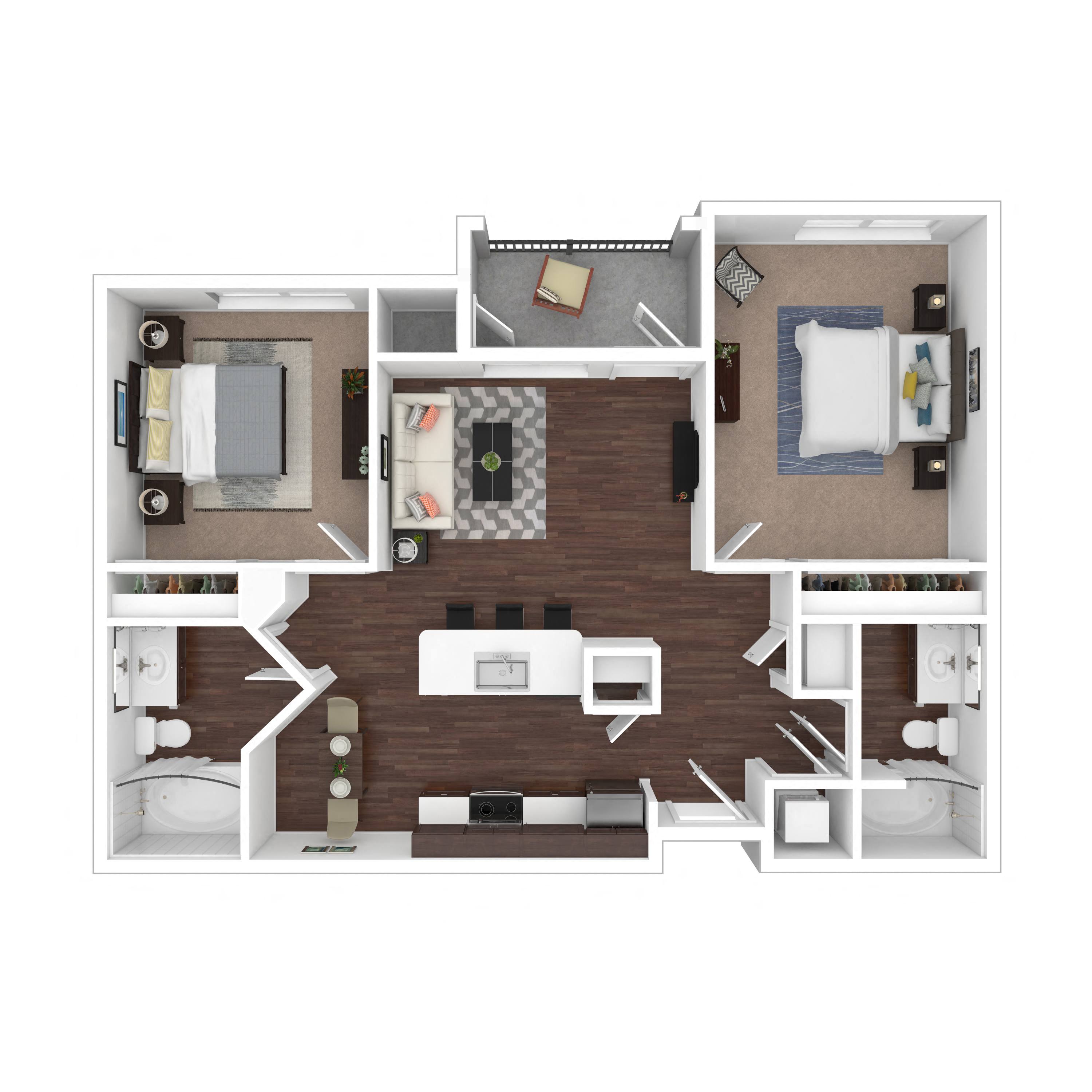 Floor plan layout diagram for 2B