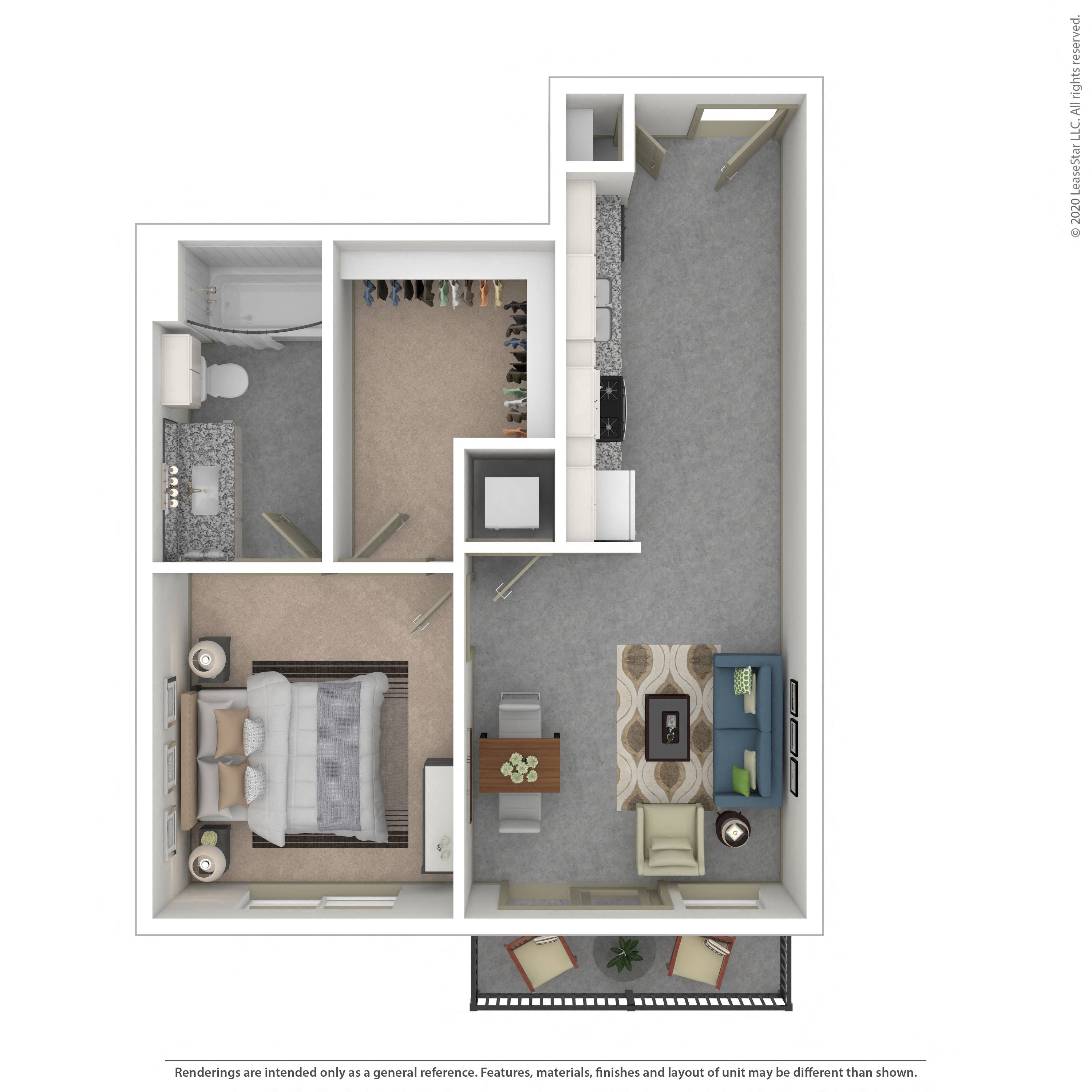 Floor plan layout diagram for 1B