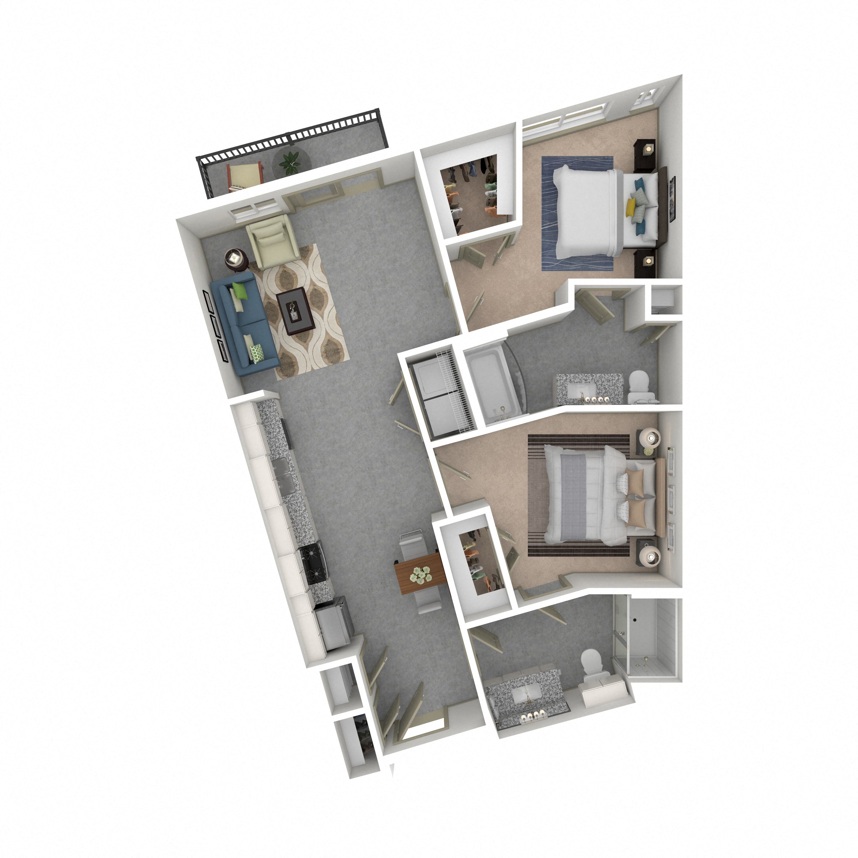 Floor plan layout diagram for 2B