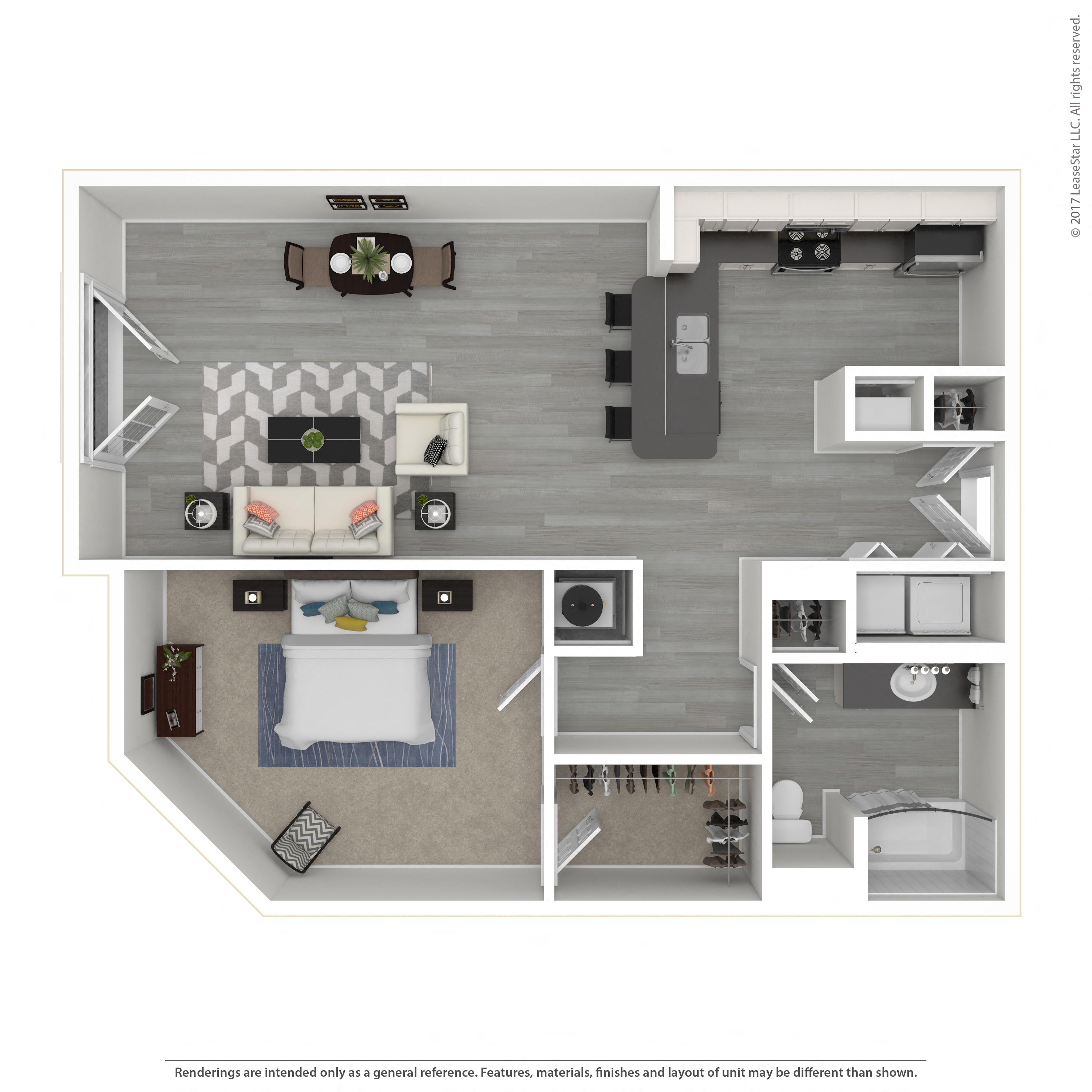 Floor plan layout diagram for 1E