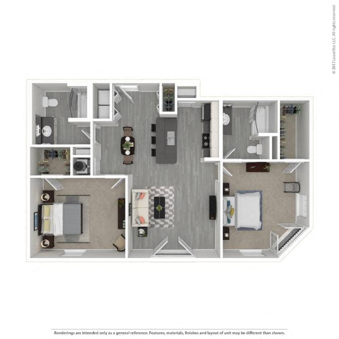 Floor plan layout diagram for 2B