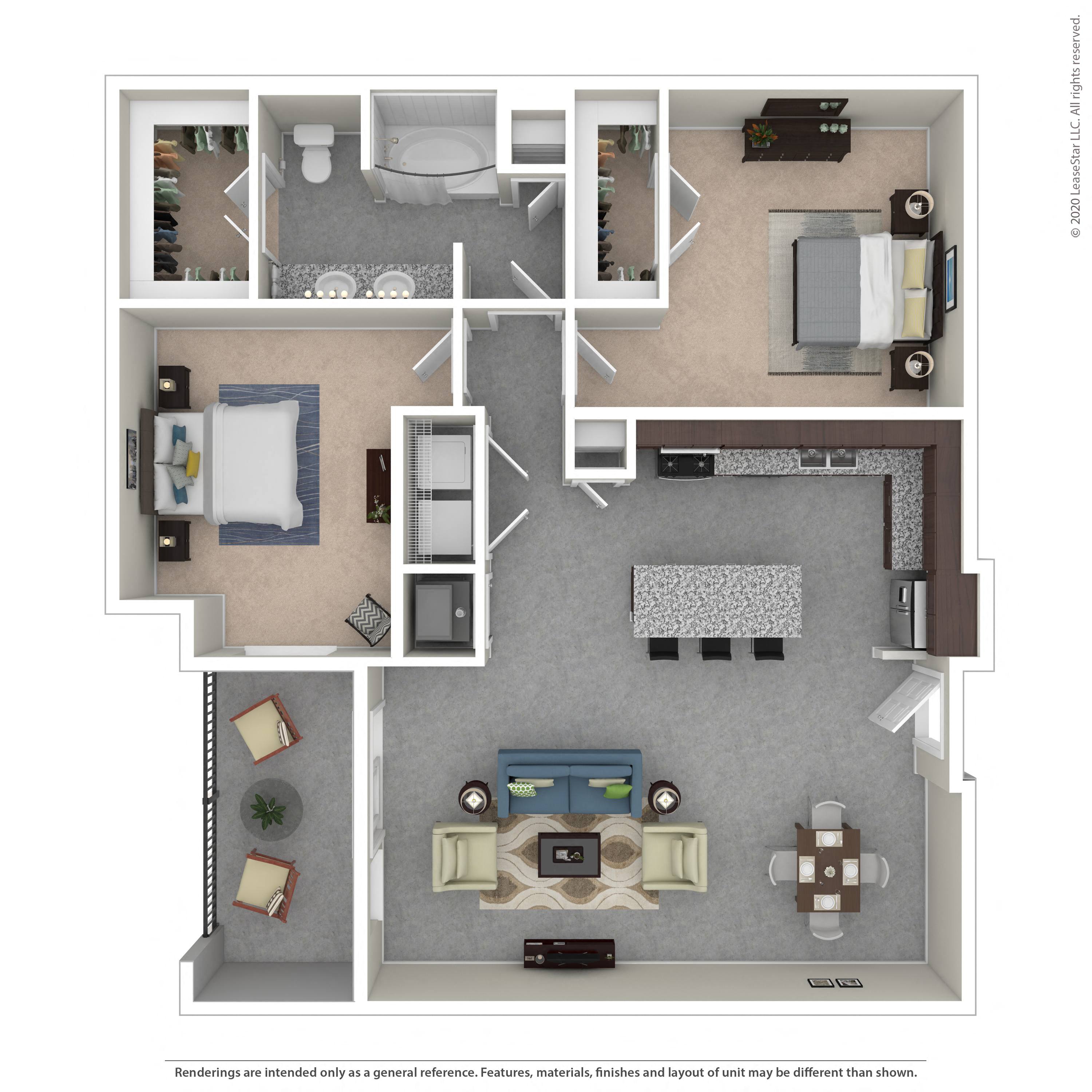 Floor plan layout diagram for 1K