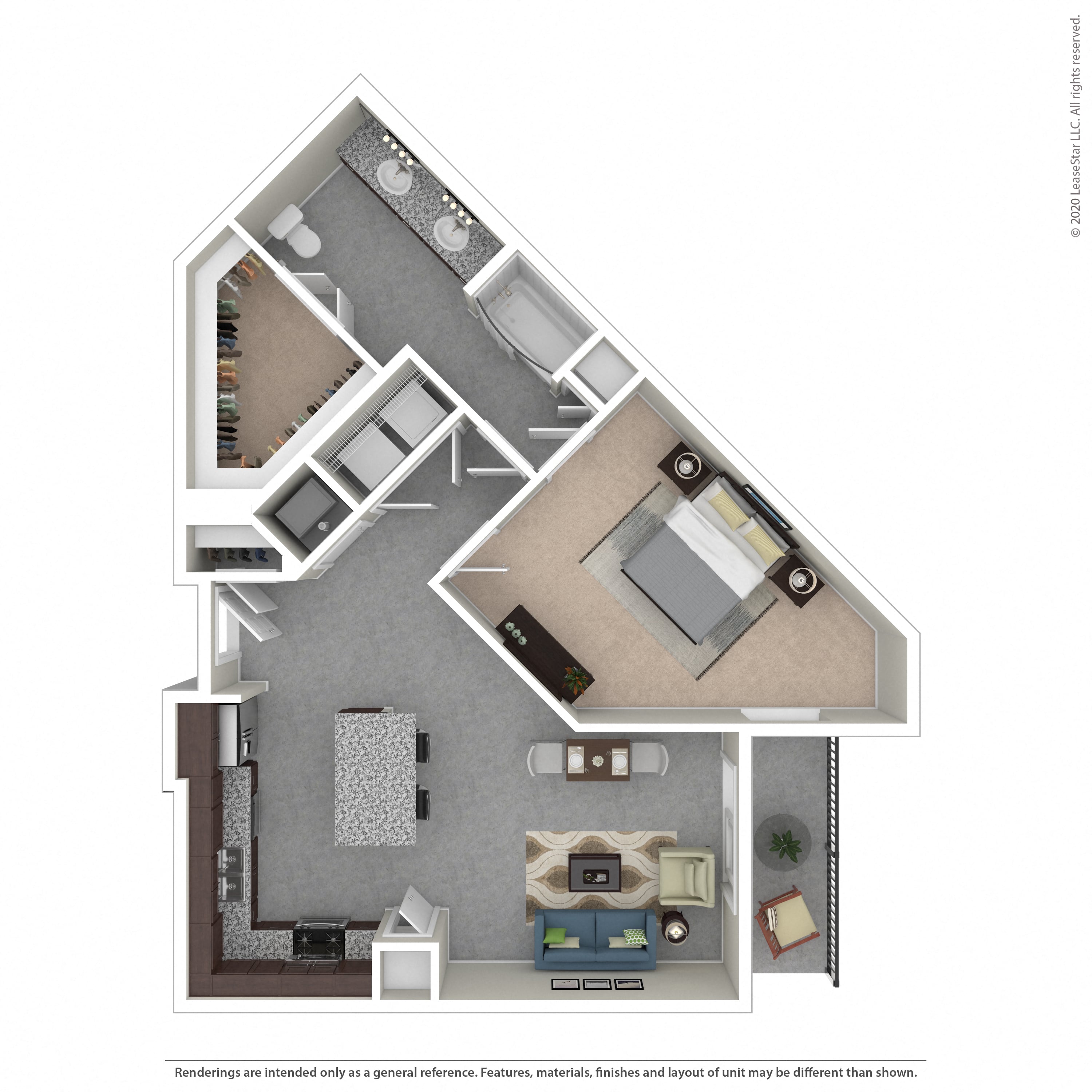 Floor plan layout diagram for 1J