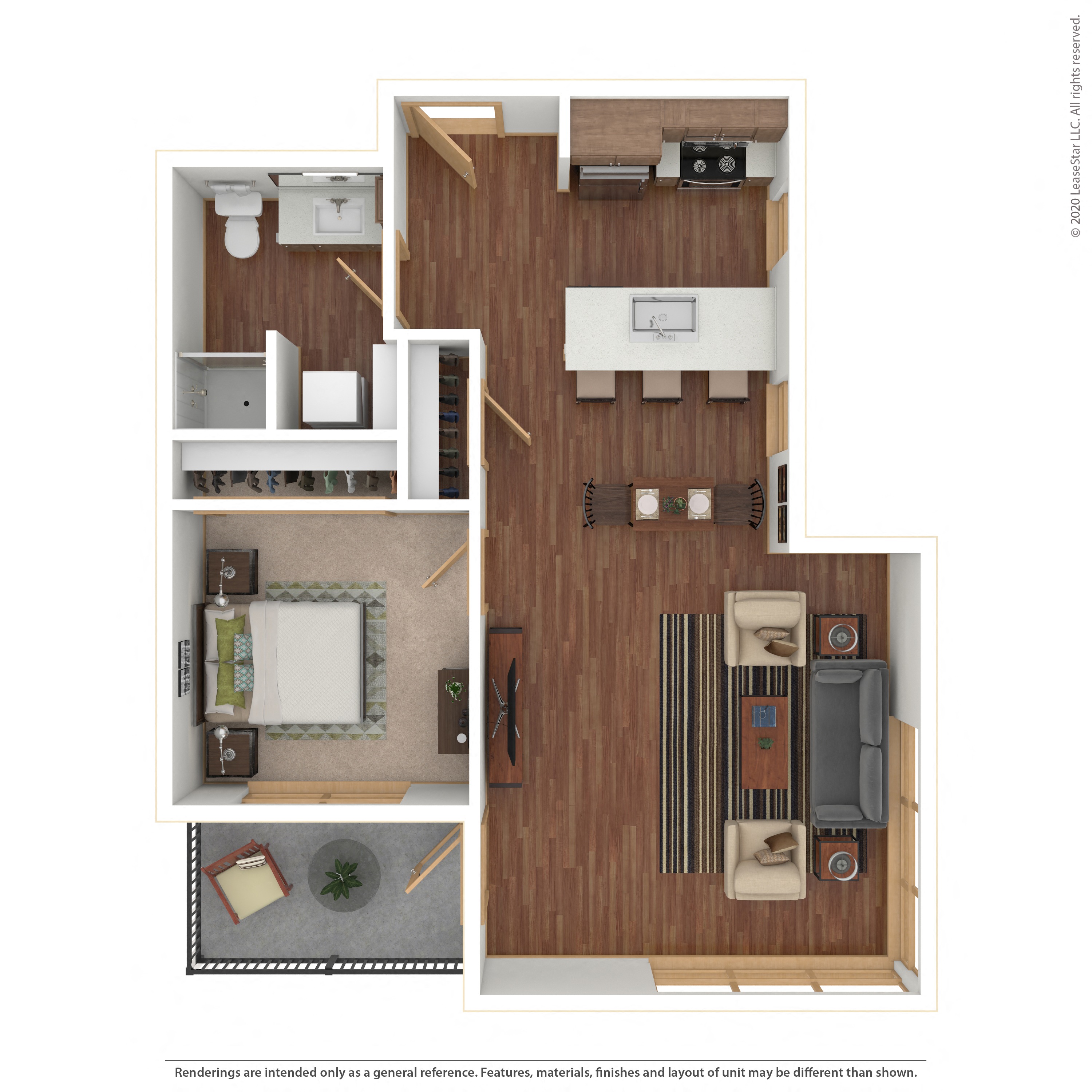 Floor plan layout diagram for 1C-Aff