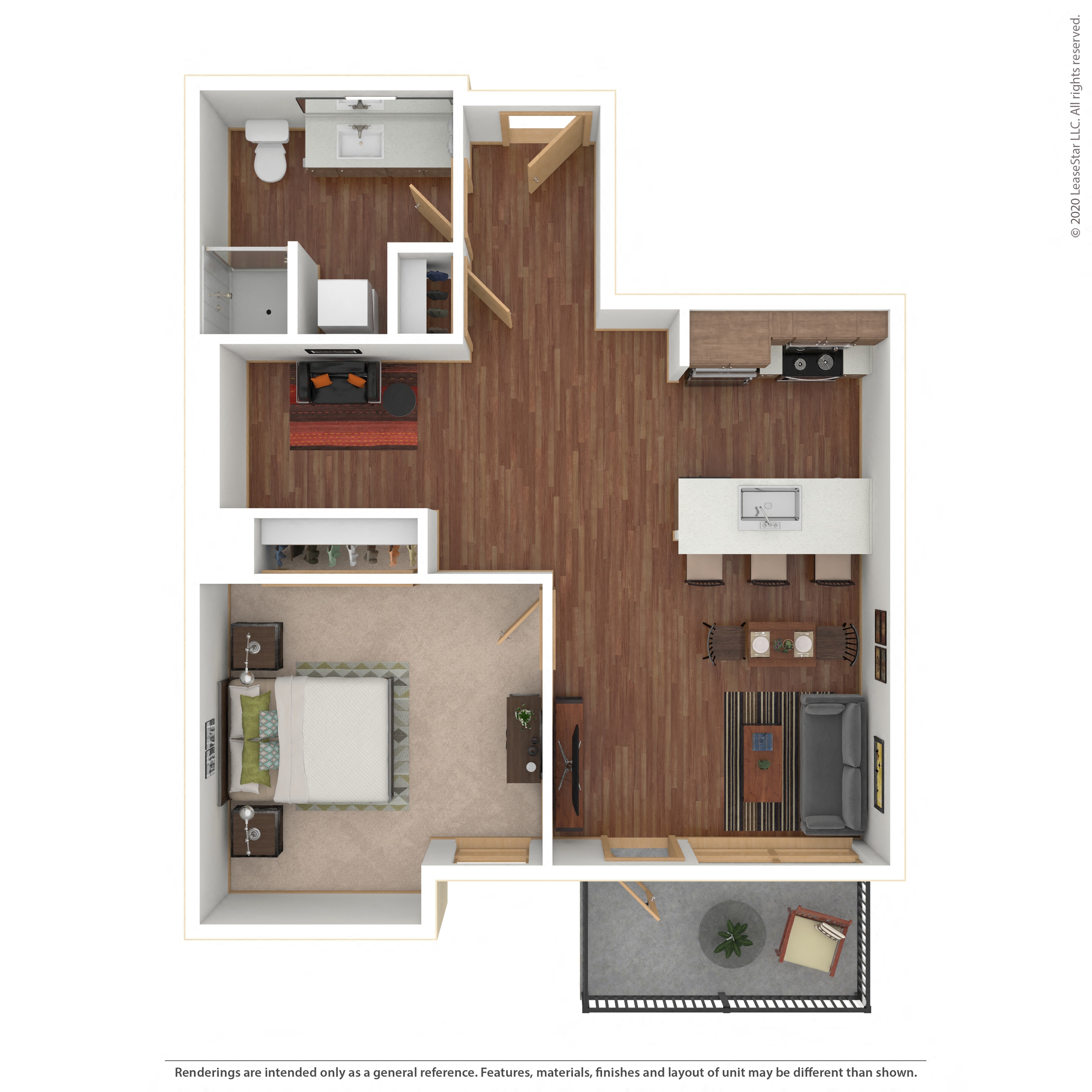 Floor plan layout diagram for 1E