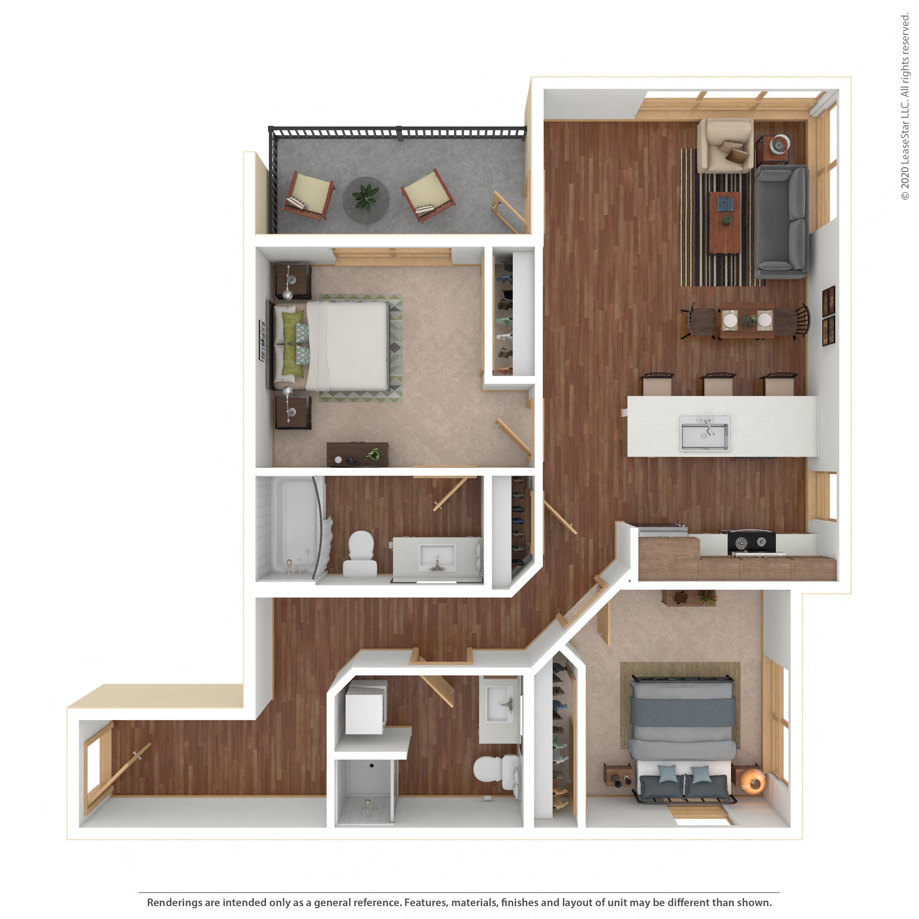 Floor plan layout diagram for 2B