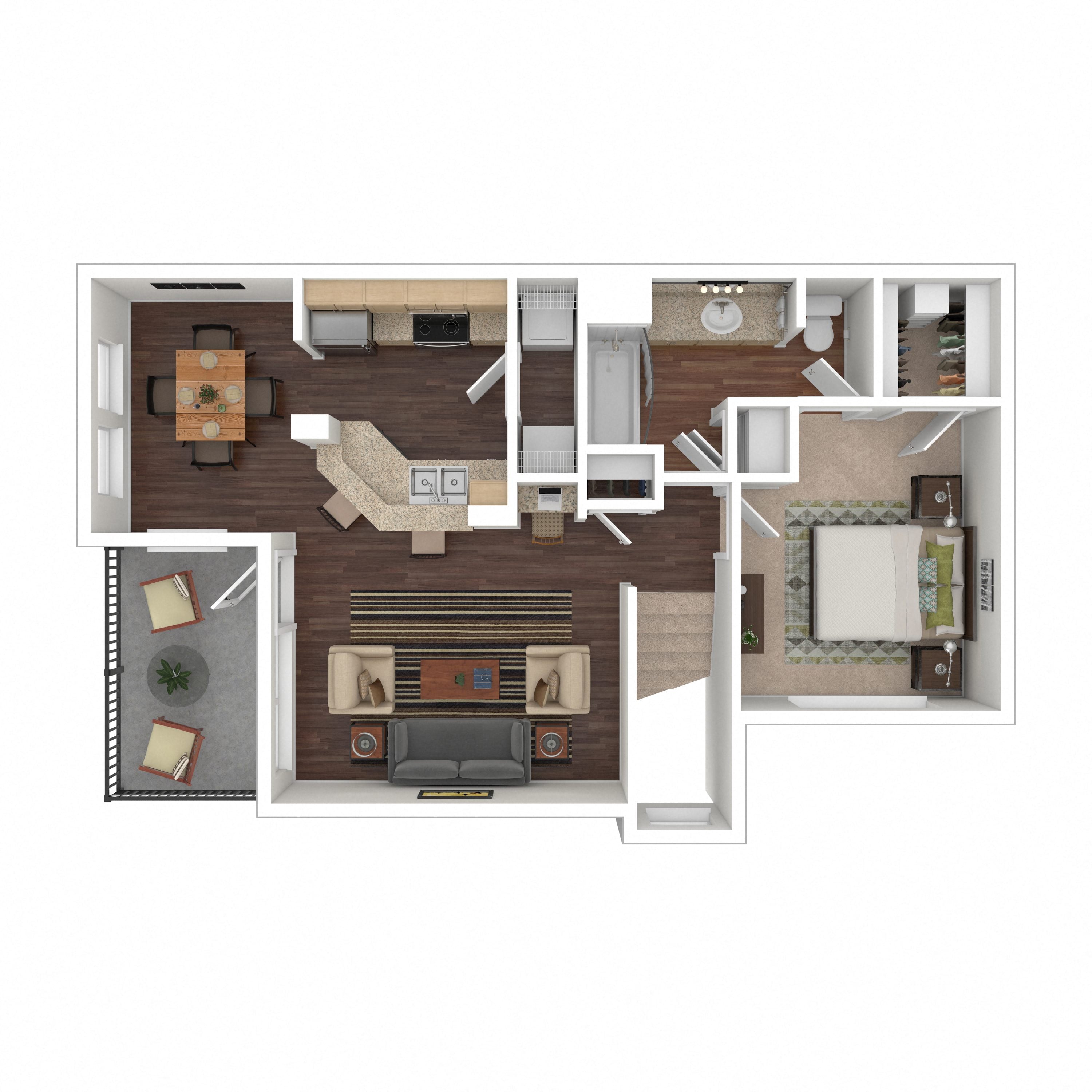 Floor plan layout diagram for 1B