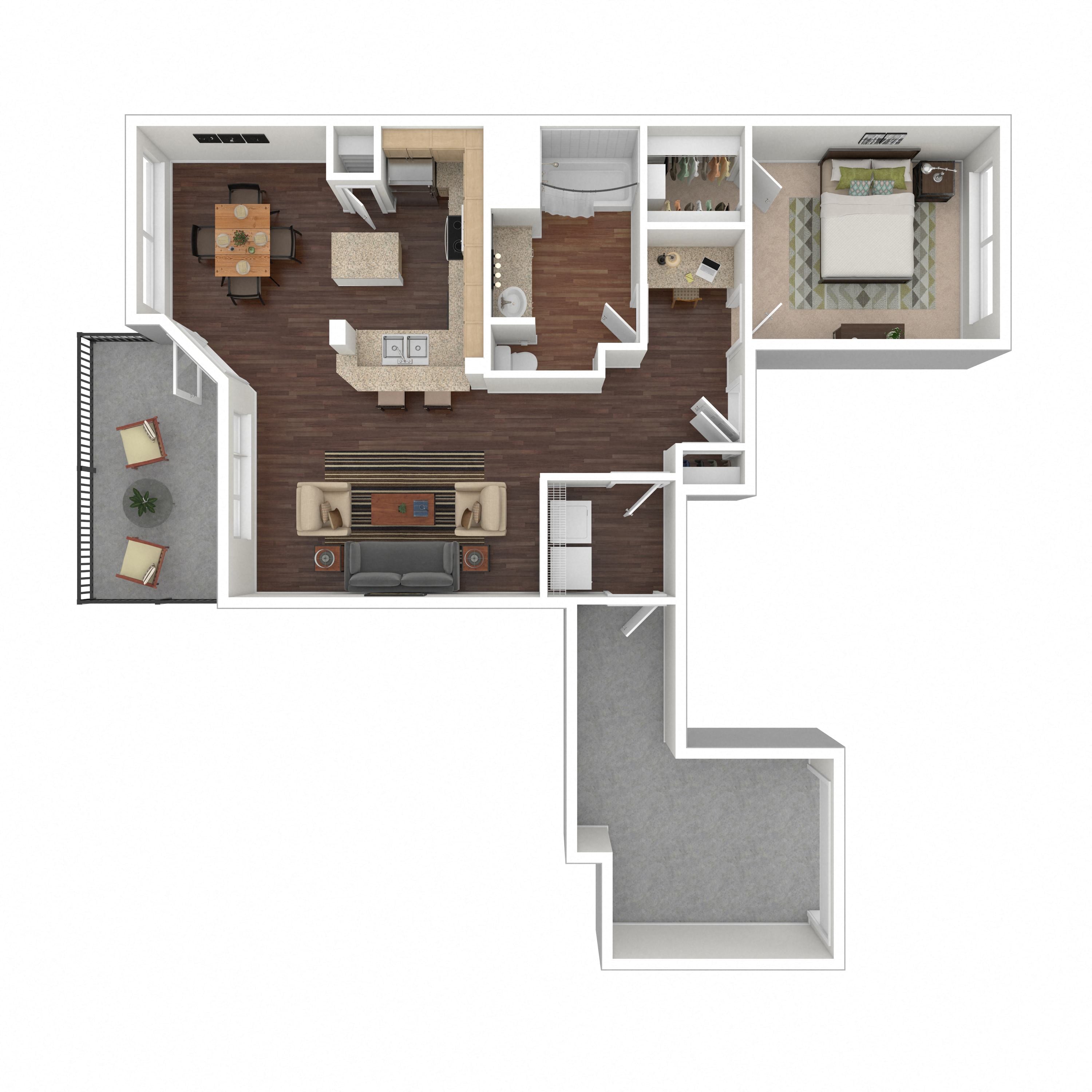 Floor plan layout diagram for 1E