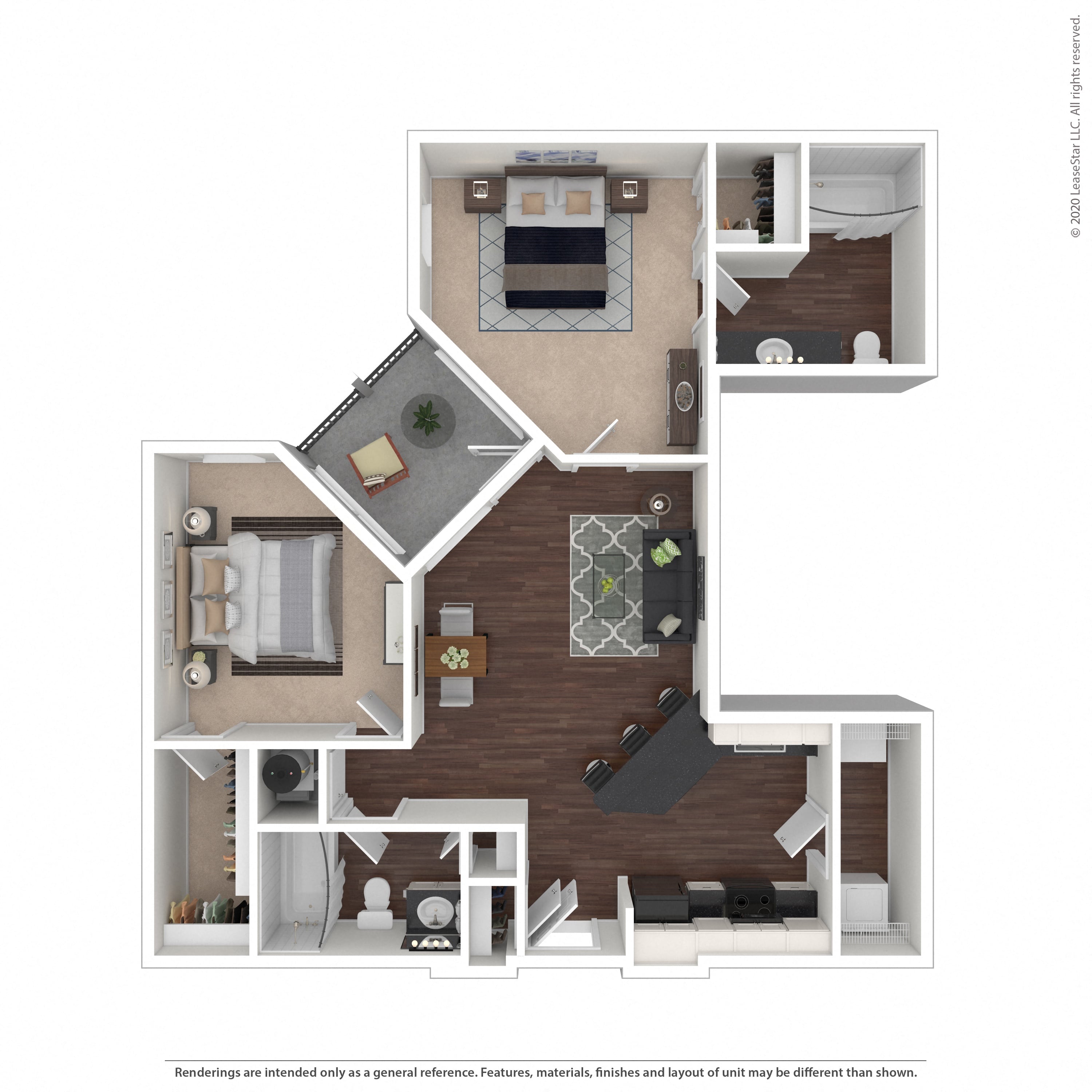 Floor plan layout diagram for 2B