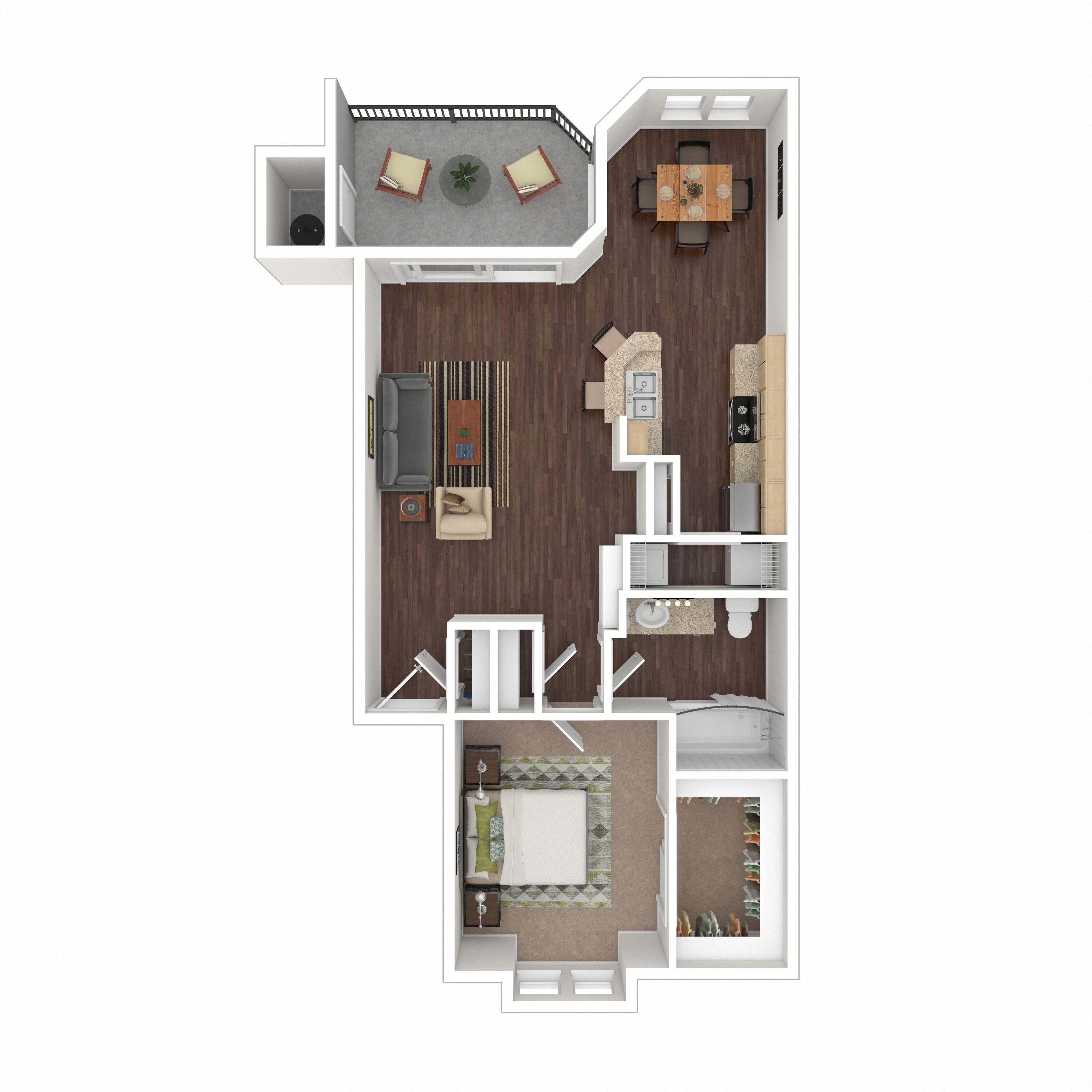 Floor plan layout diagram for 1B