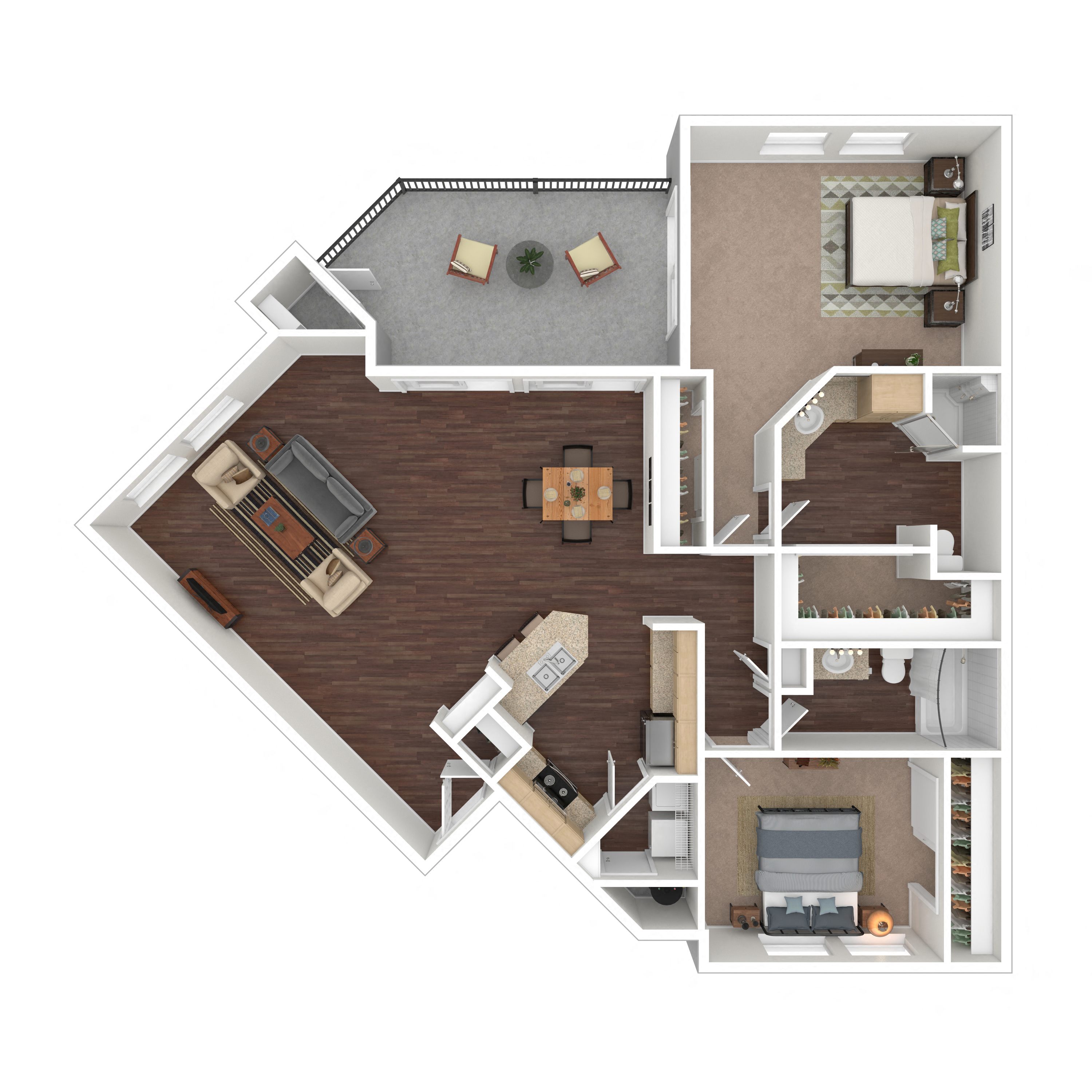Floor plan layout diagram for 2B-R