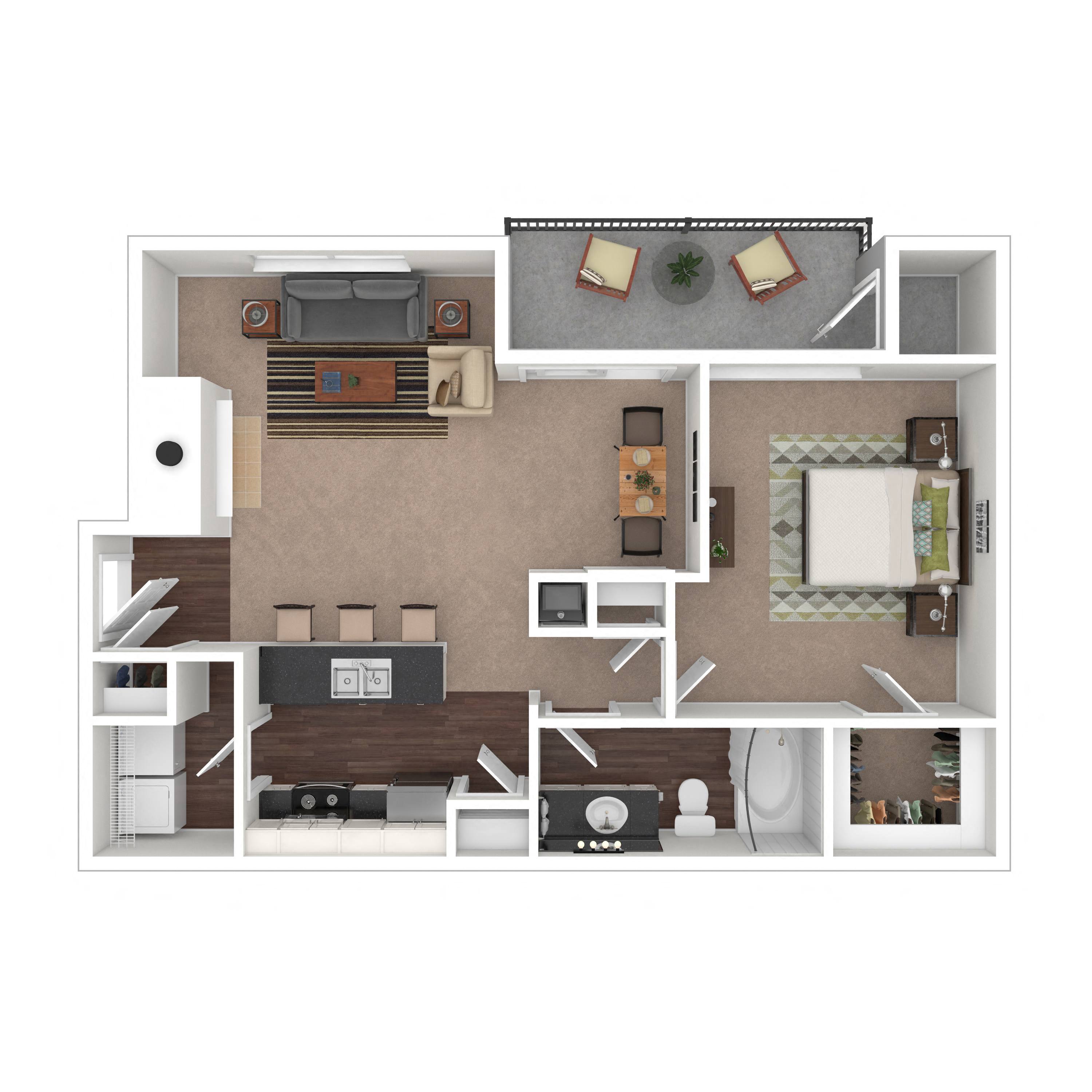 Floor plan layout diagram for 1B-R