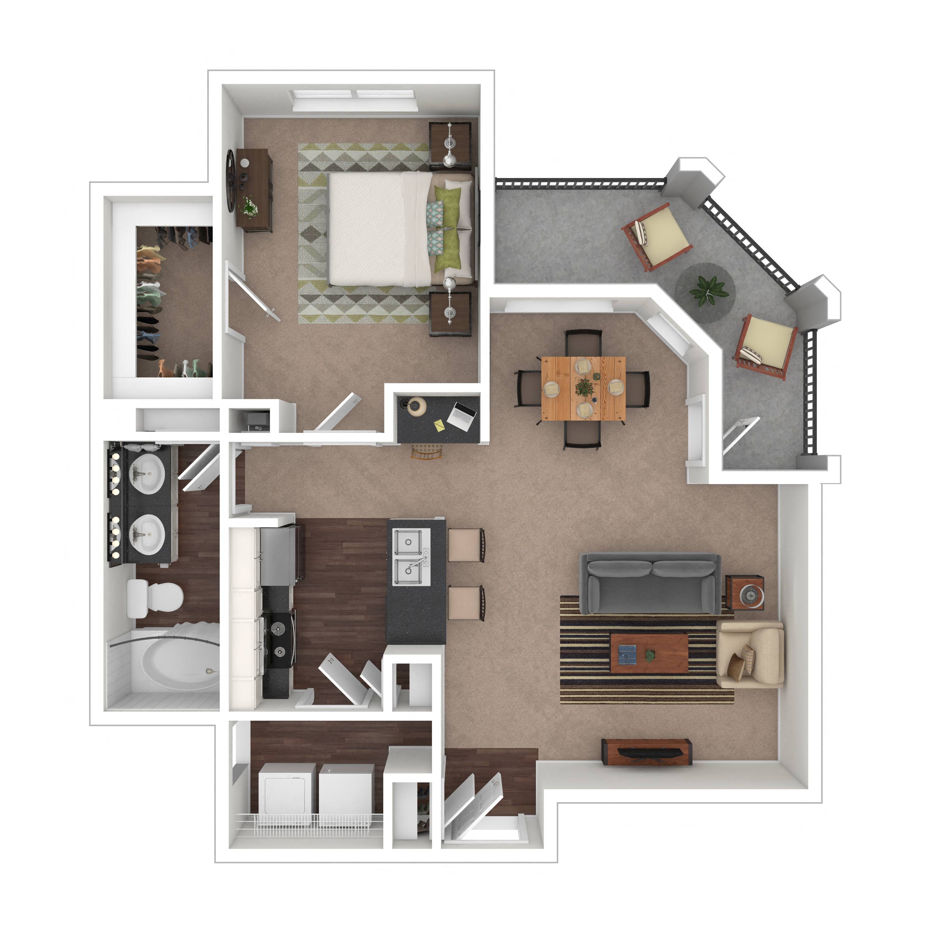 Floor plan layout diagram for 1C-R