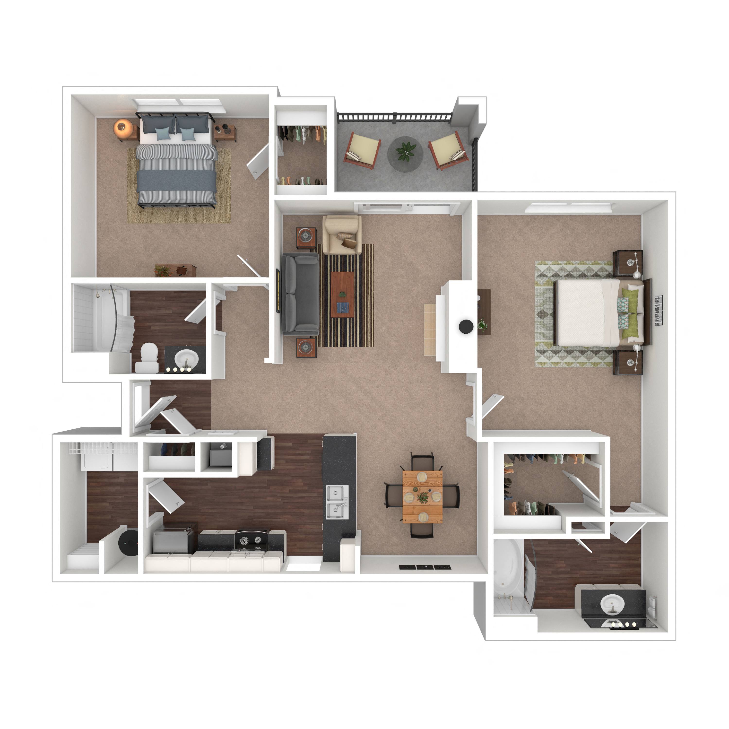 Floor plan layout diagram for 2B-R