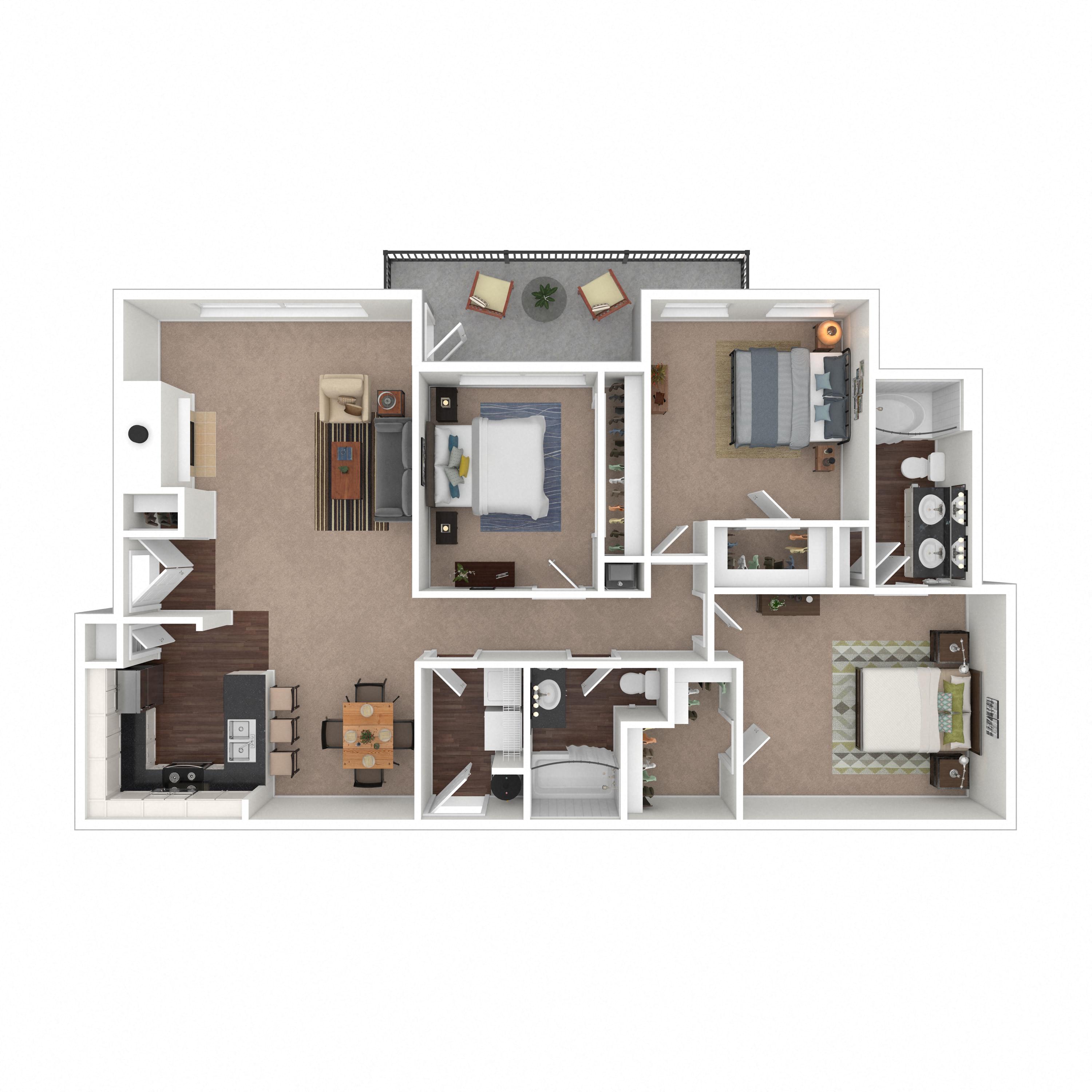 Floor plan layout diagram for 3B-R