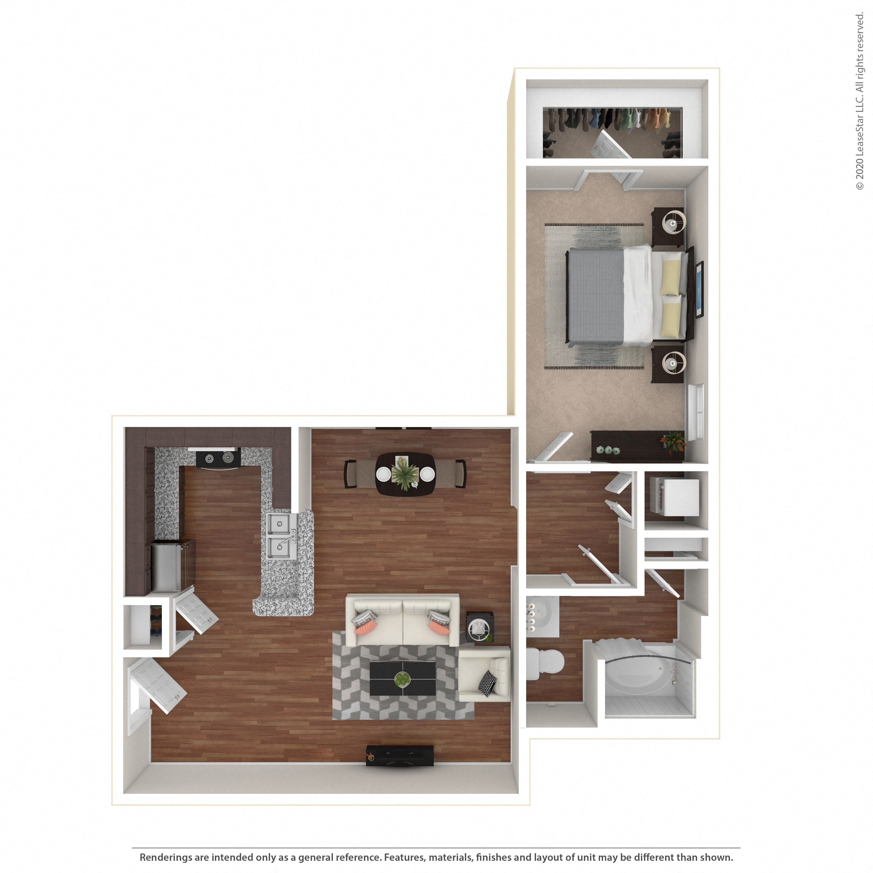 Floor plan layout diagram for 1B-R