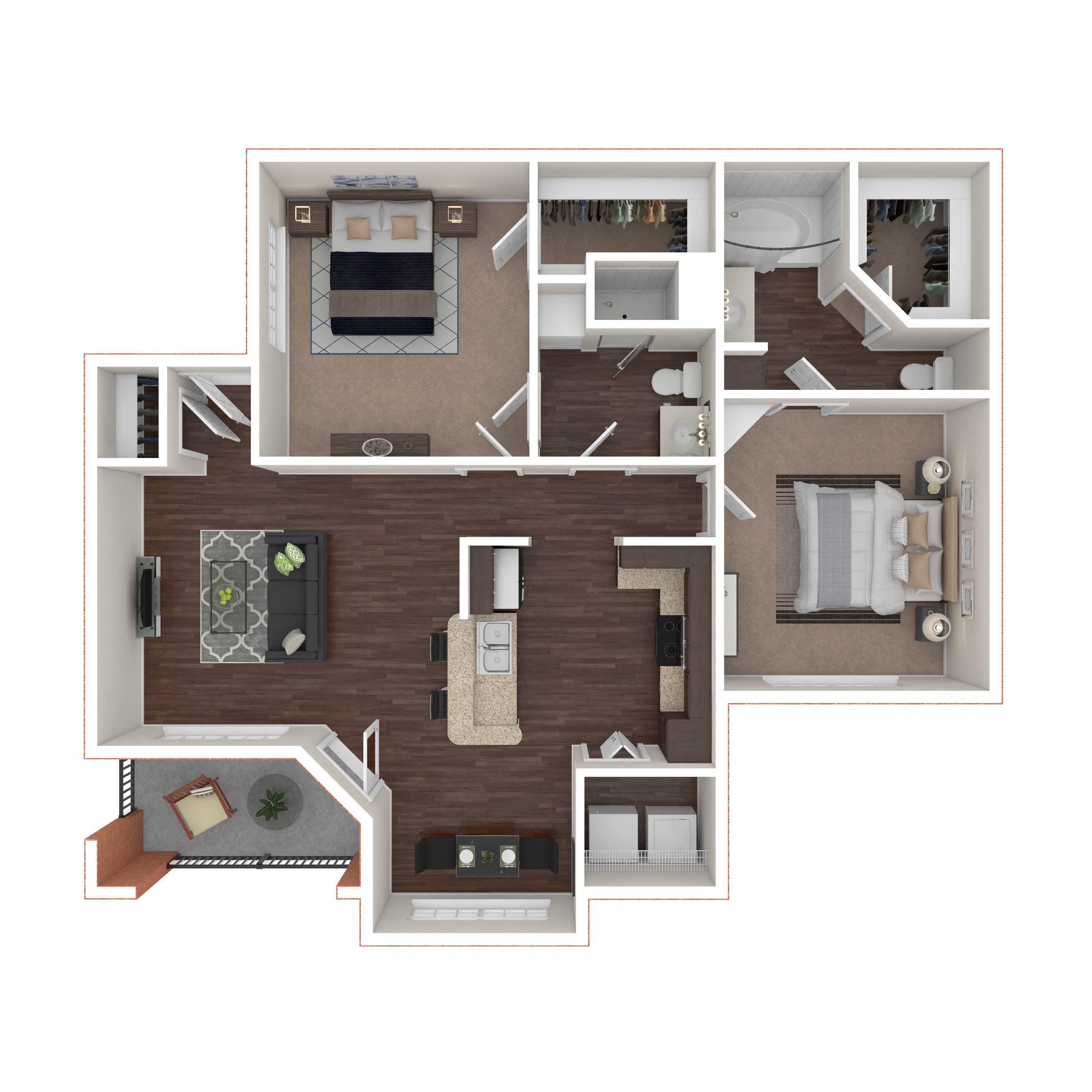 Floor plan layout diagram for 2B-R