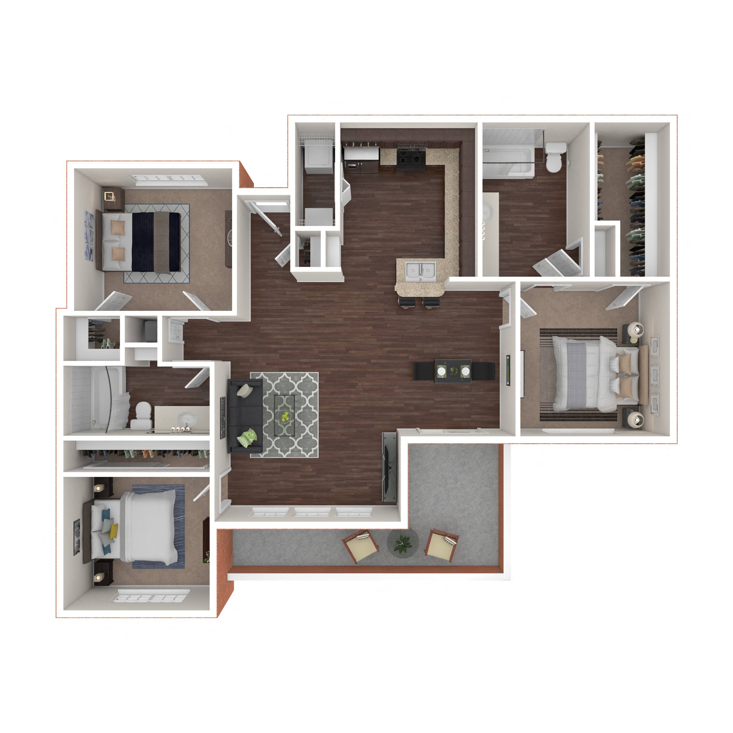 Floor plan layout diagram for 3A-R