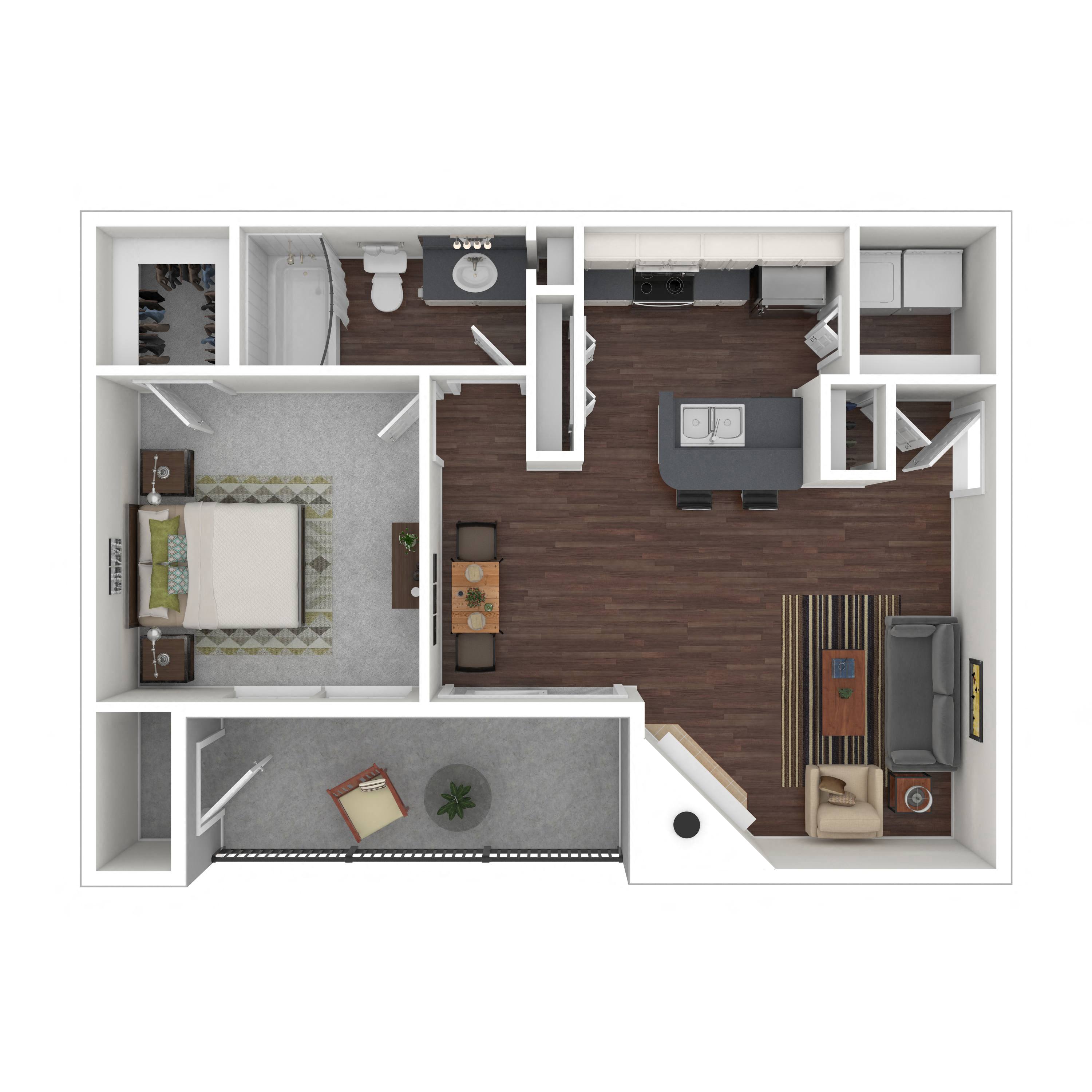 Floor plan layout diagram for 1B