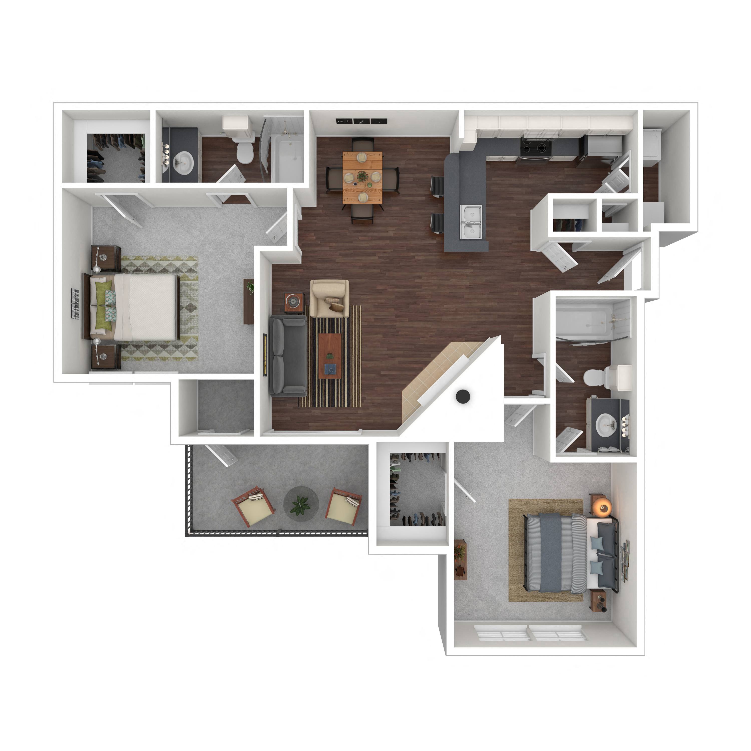Floor plan layout diagram for 2B