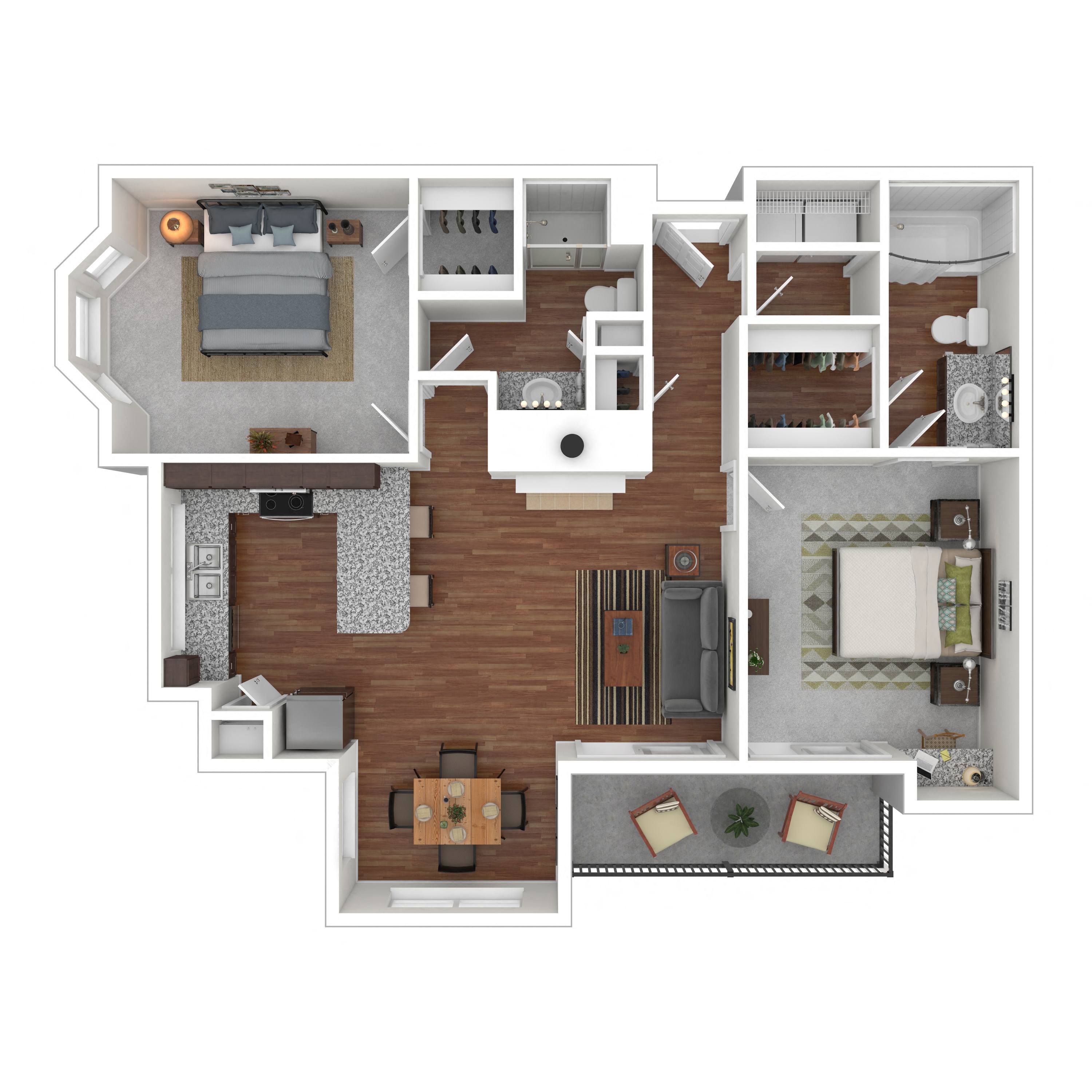 Floor plan layout diagram for 2C