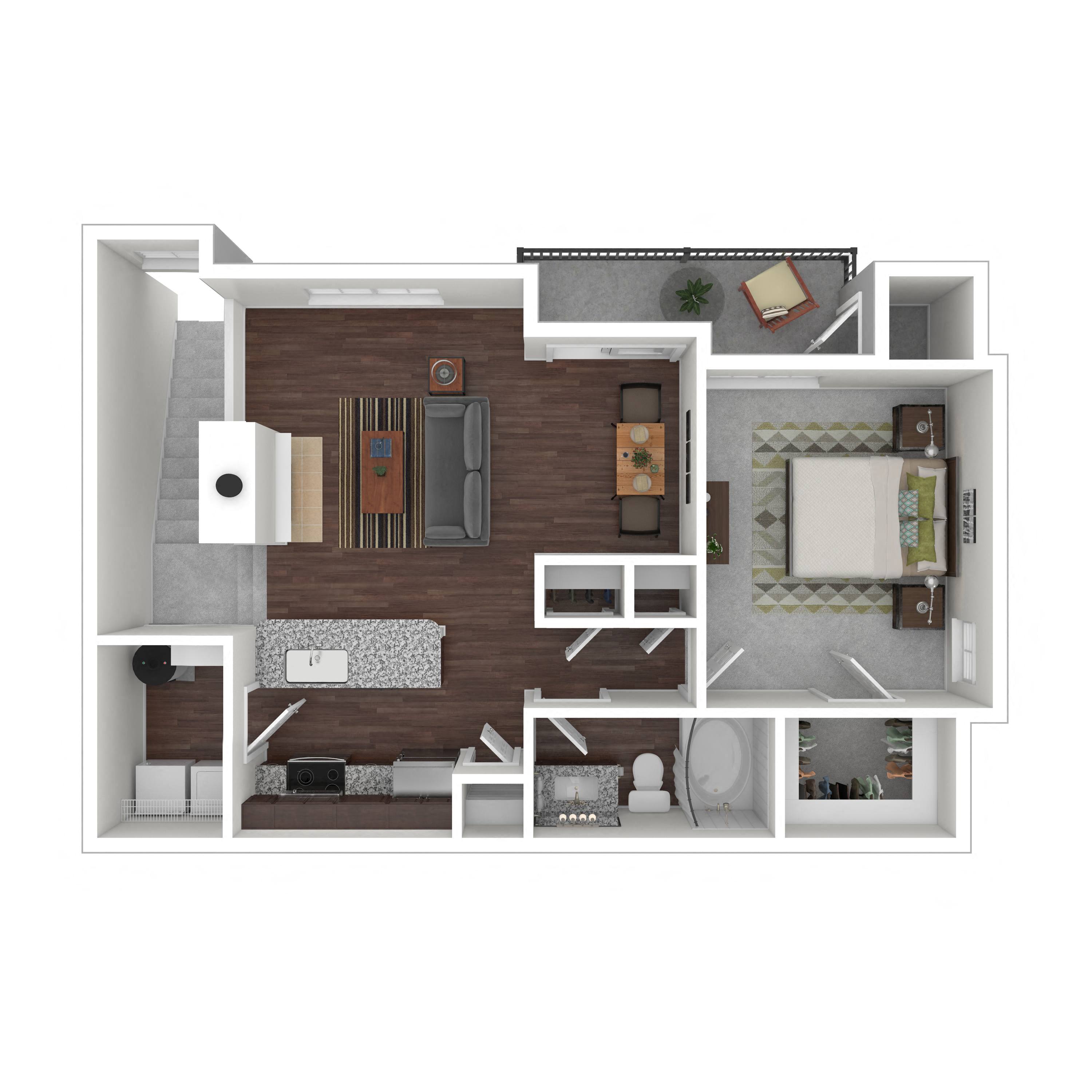 Floor plan layout diagram for 1B
