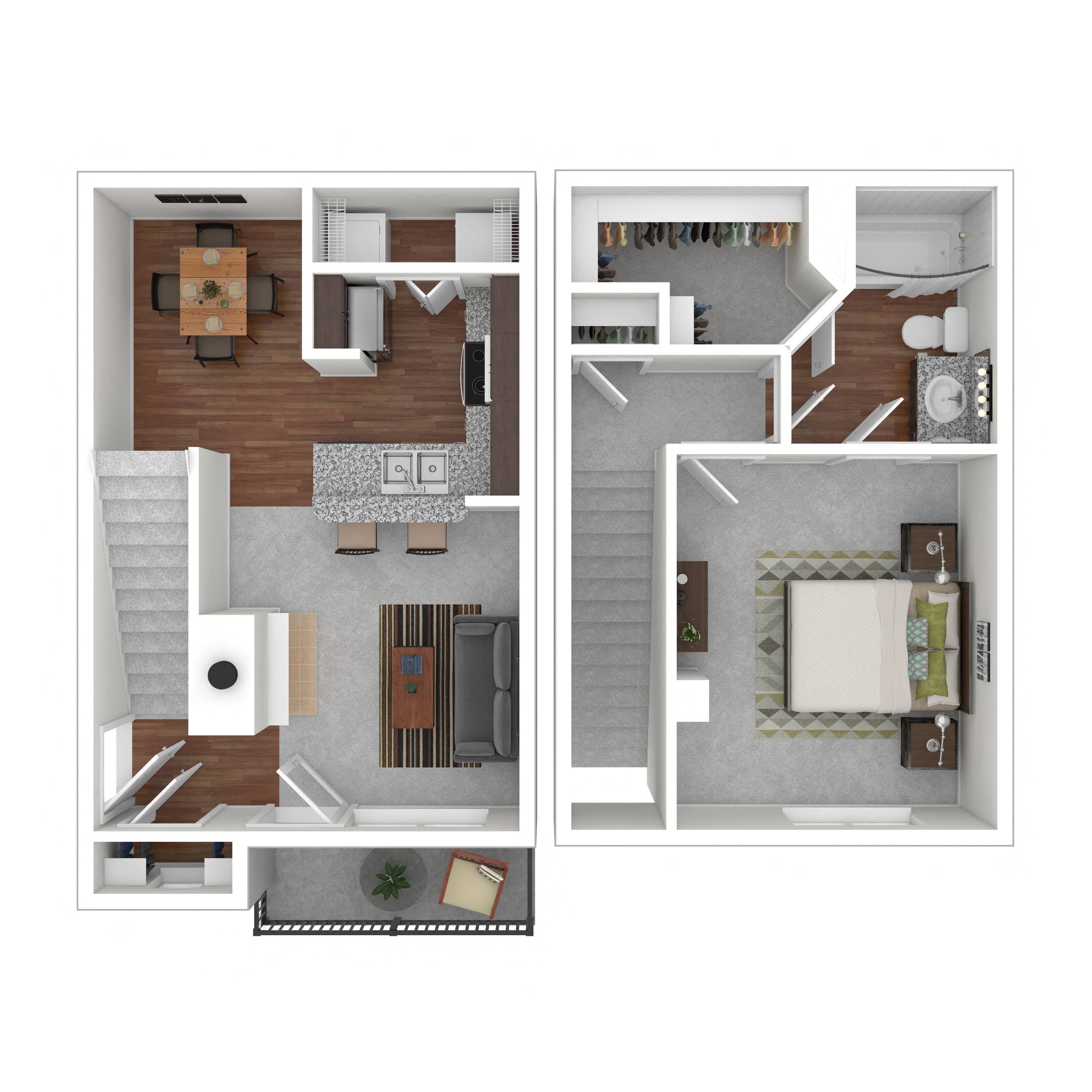 Floor plan layout diagram for 1B