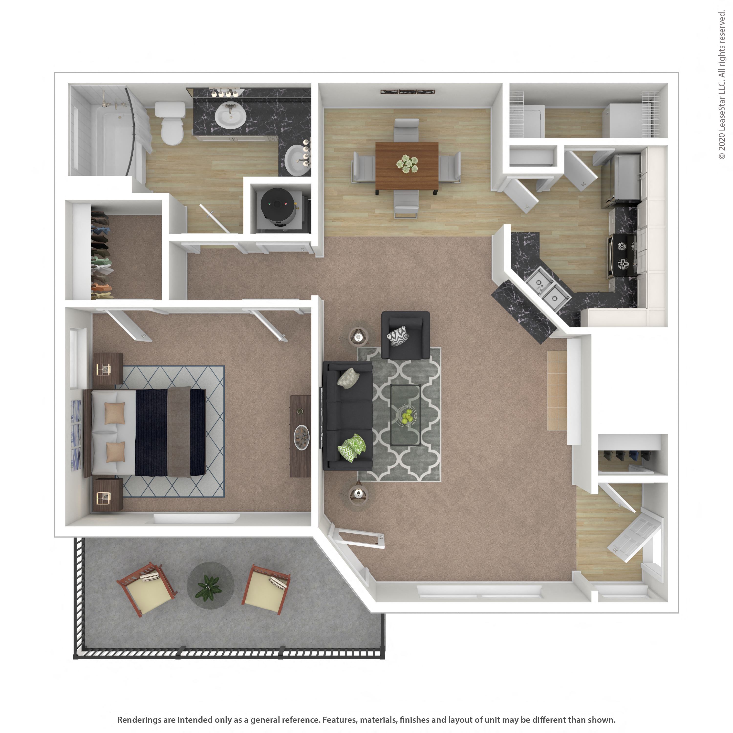 Floor plan layout diagram for 1B-R