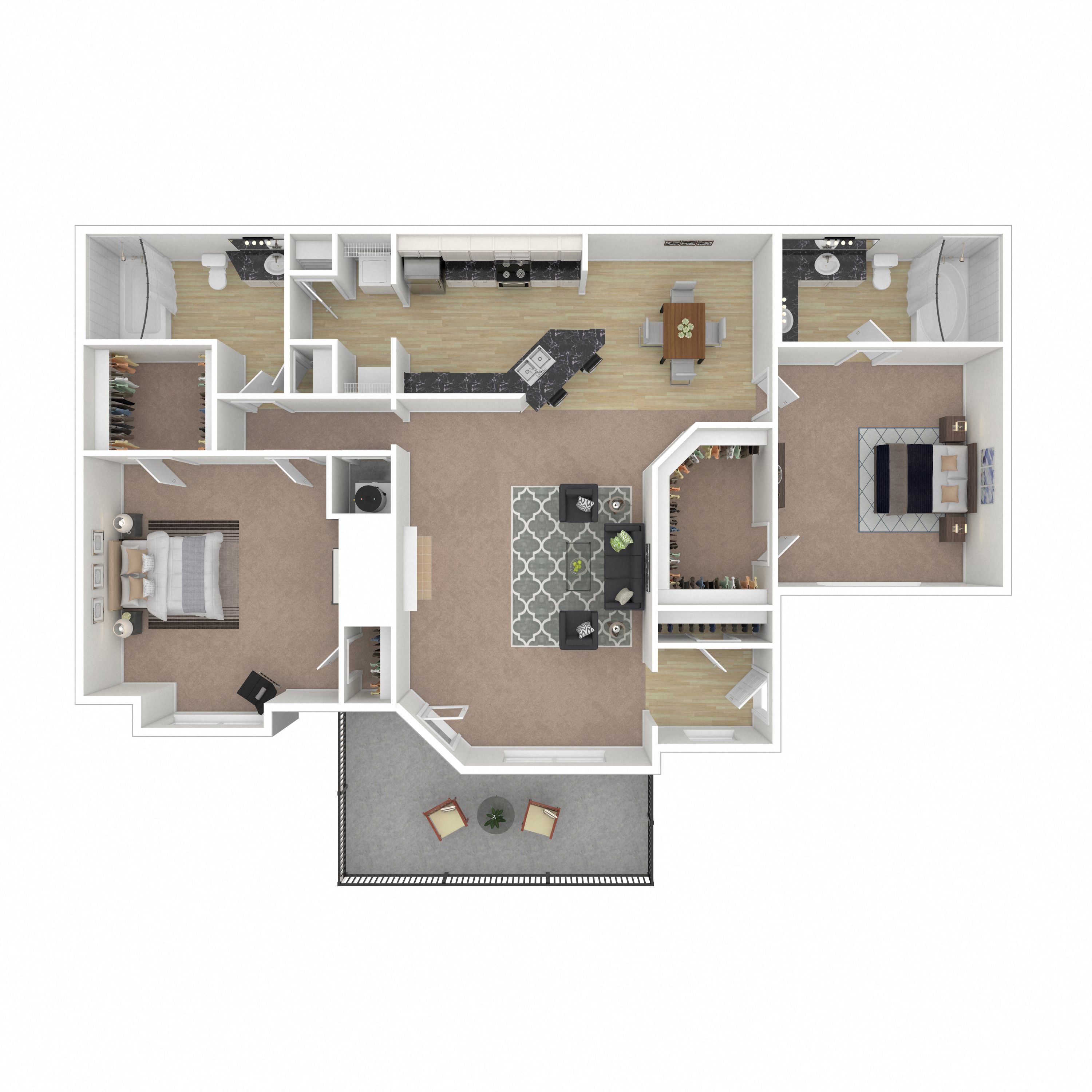 Floor plan layout diagram for 2B-R