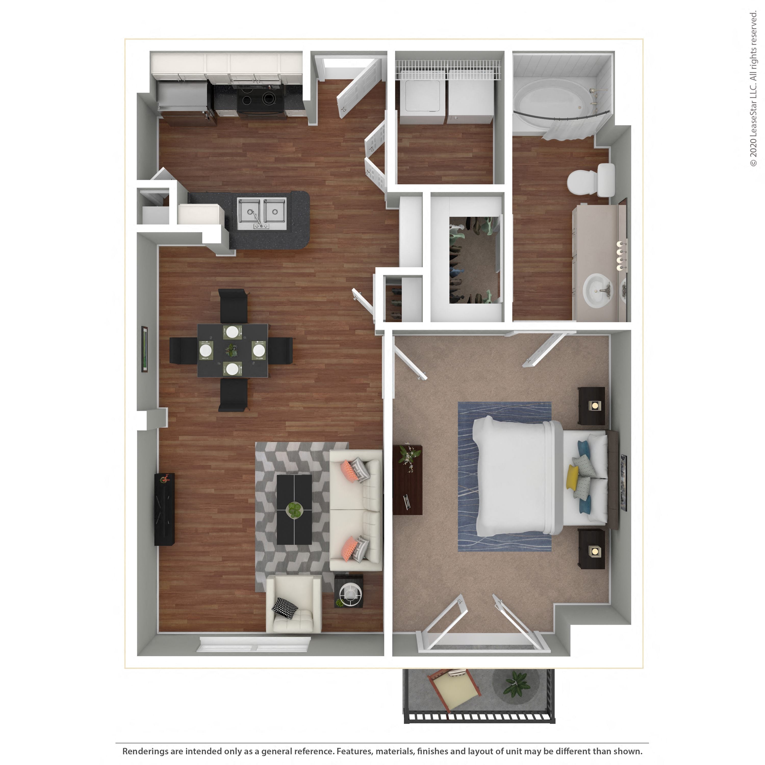 Floor plan layout diagram for 1B