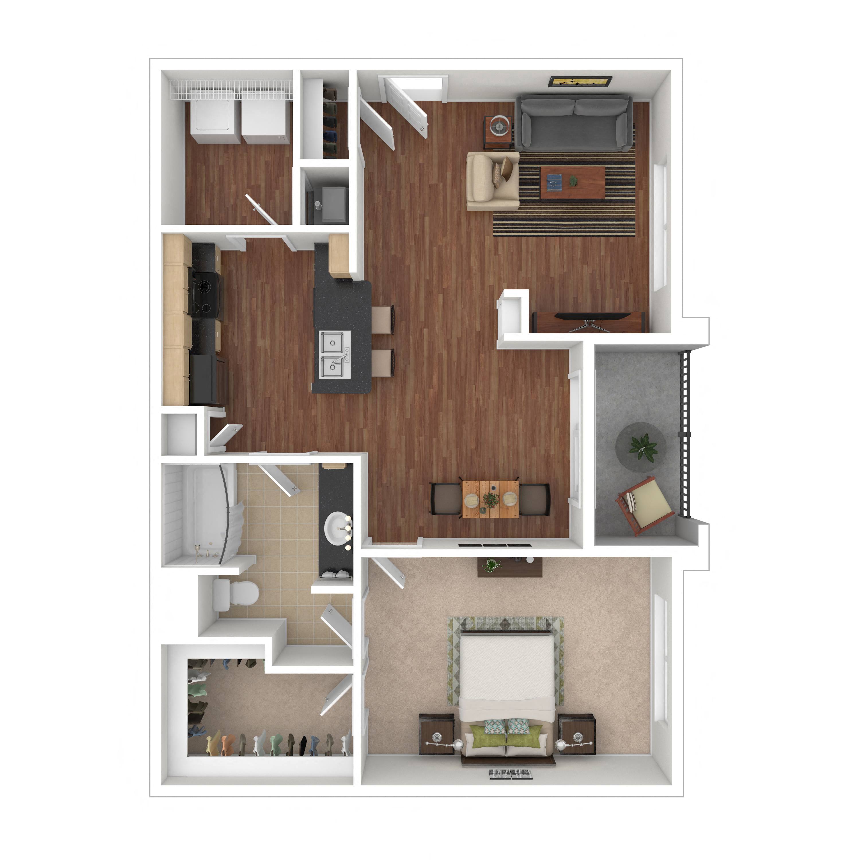 Floor plan layout diagram for 1B