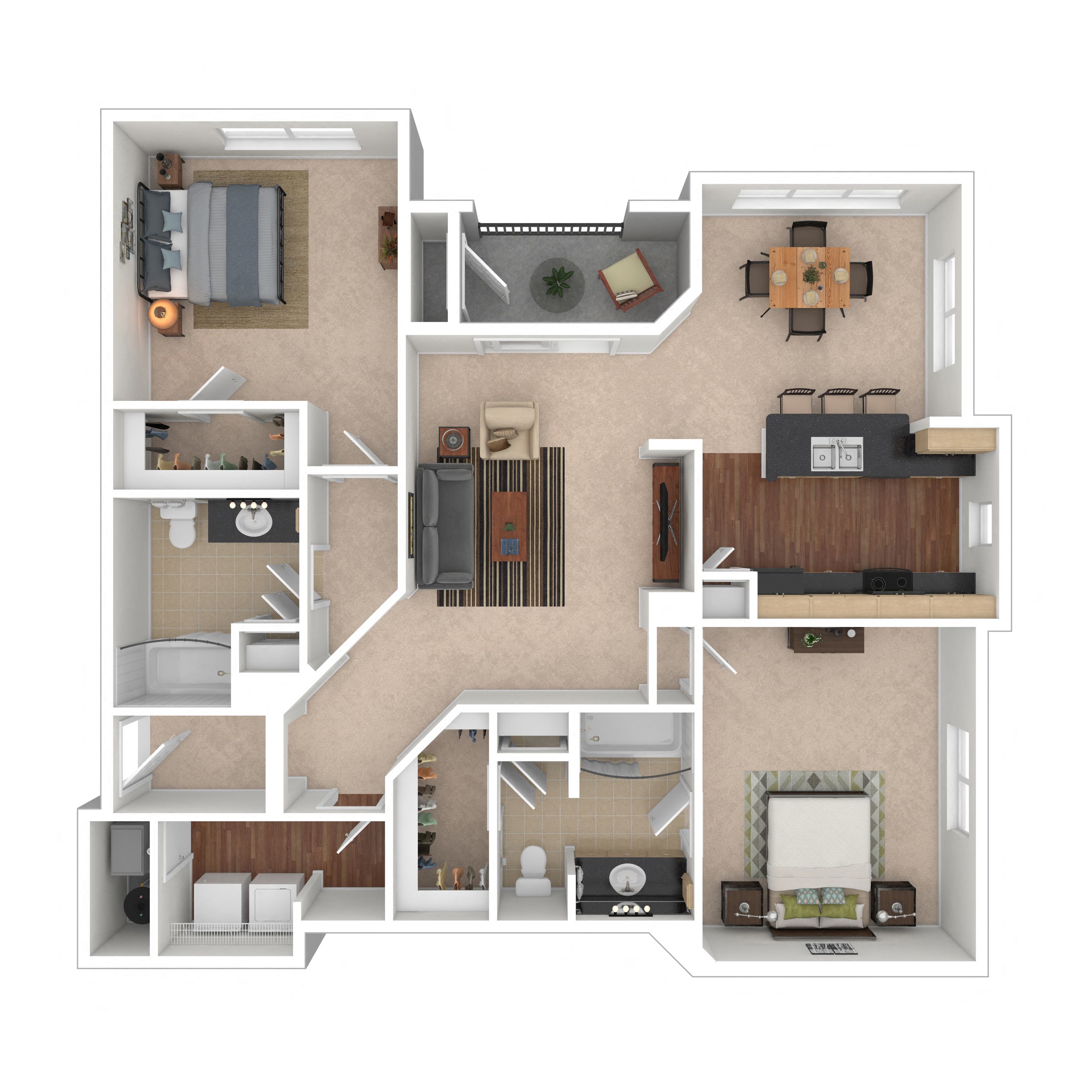 Floor plan layout diagram for 2B