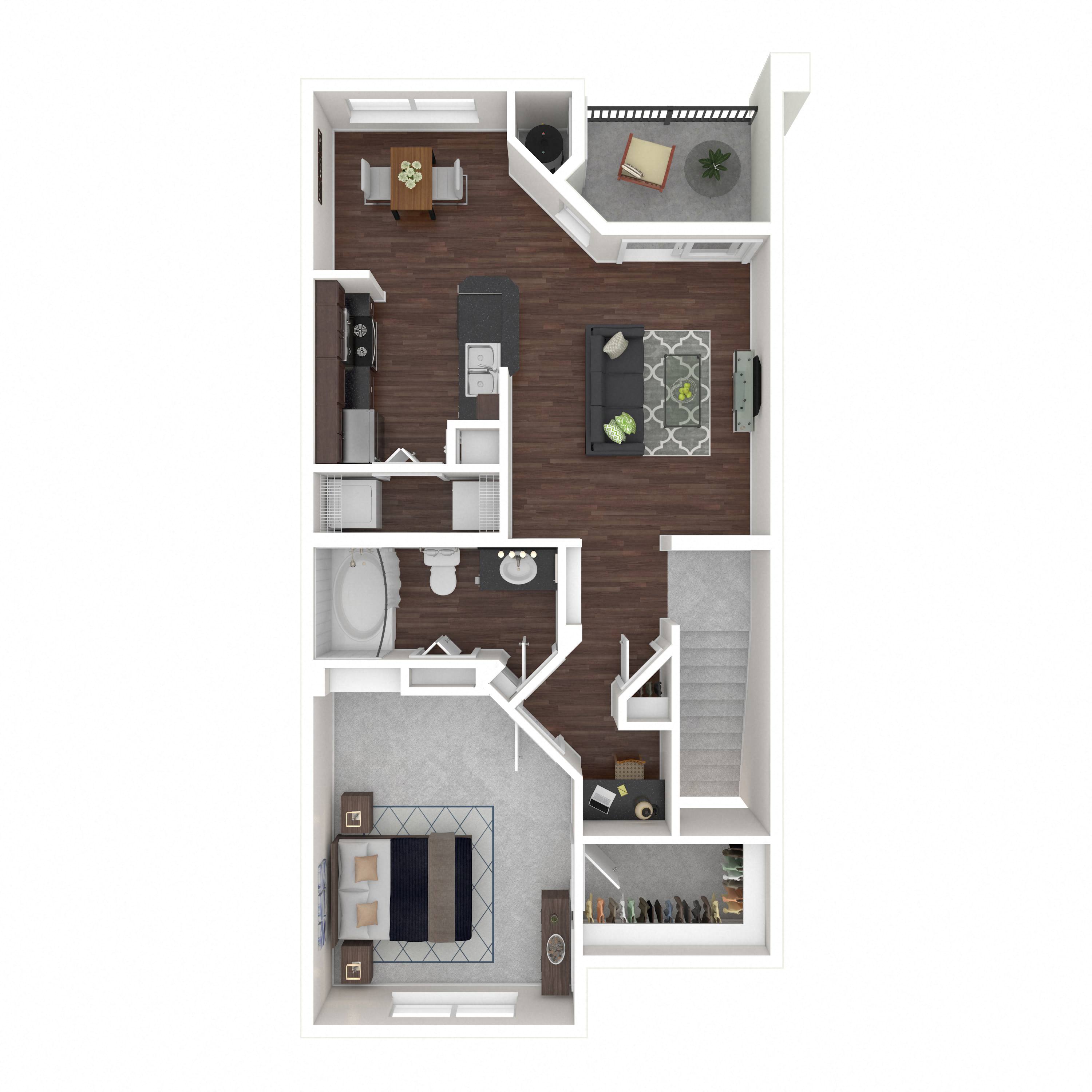 Floor plan layout diagram for 1B