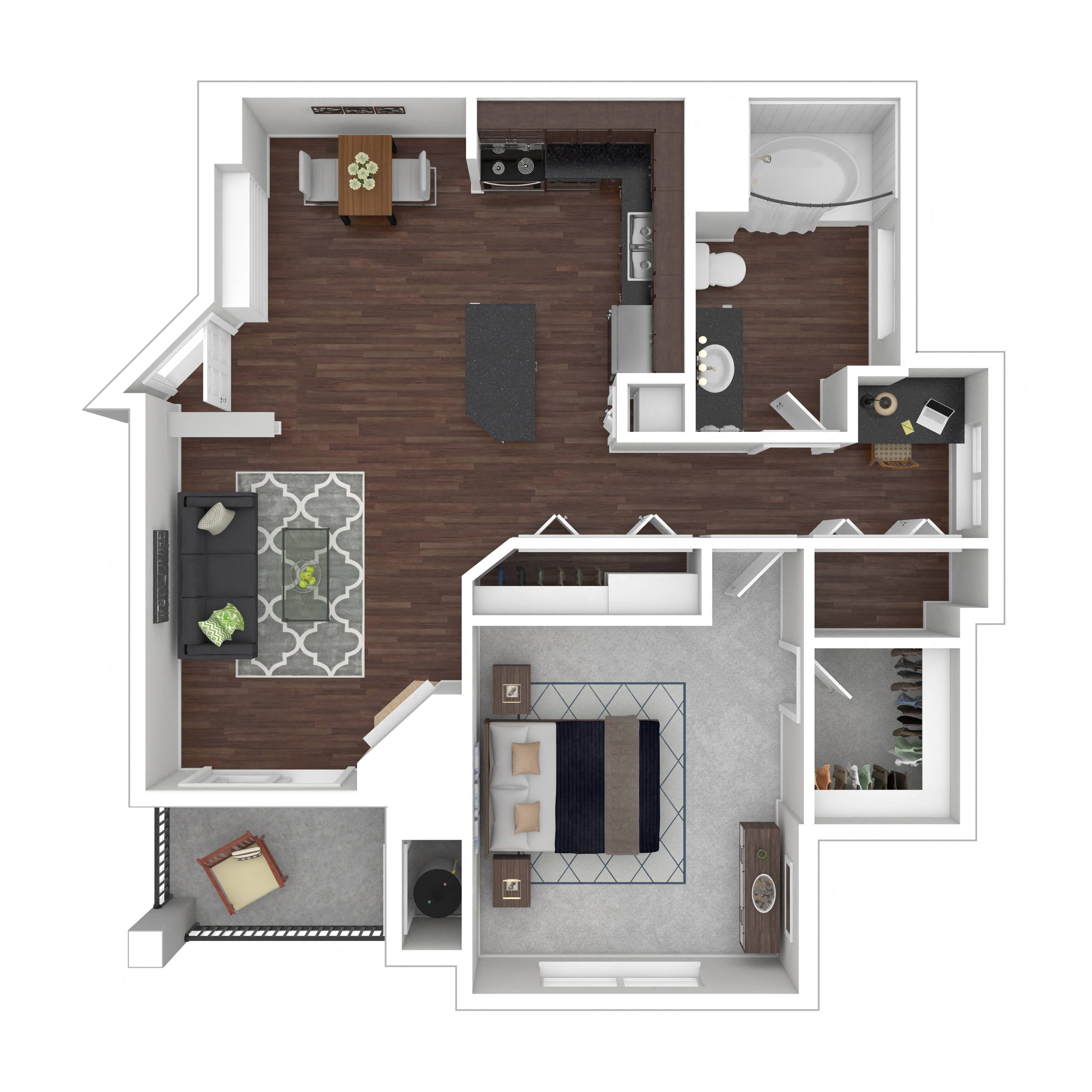 Floor plan layout diagram for 1C
